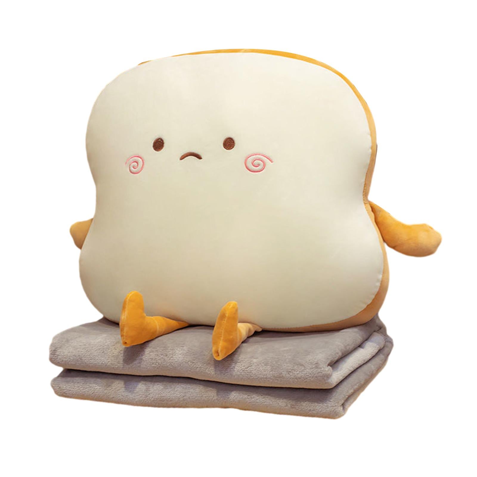 Bread Plush Pillow with Blanket Adorable Sofa Pillow for Bedroom Office Car Style C