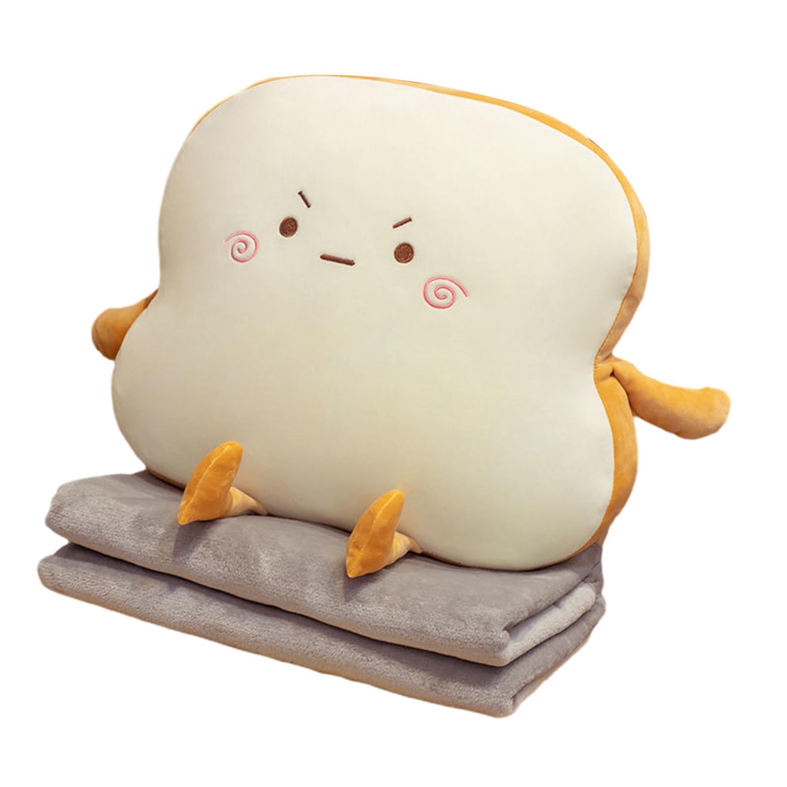 Bread Plush Pillow with Blanket Adorable Sofa Pillow for Bedroom Office Car Style D