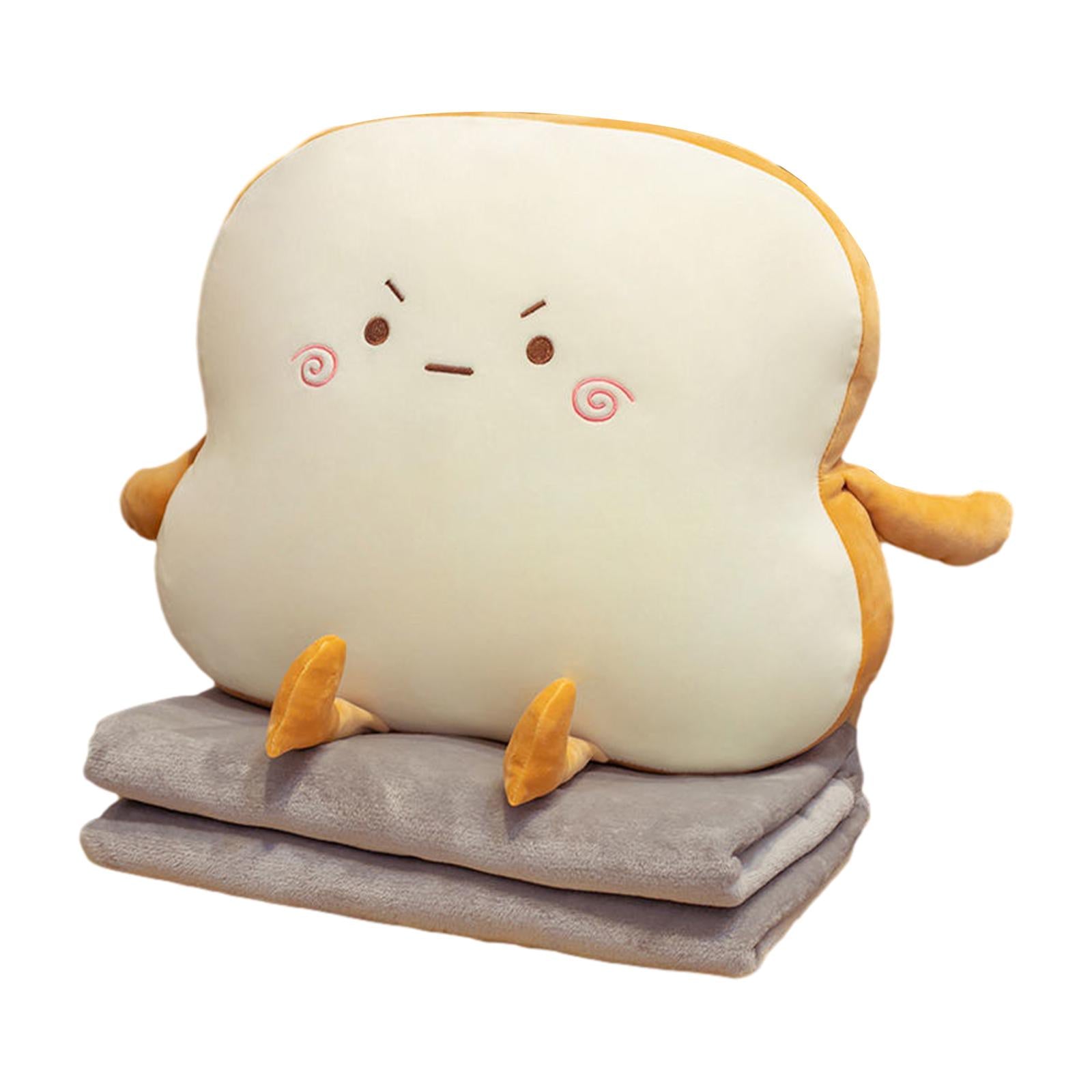 Bread Plush Pillow with Blanket Adorable Sofa Pillow for Bedroom Office Car Style D