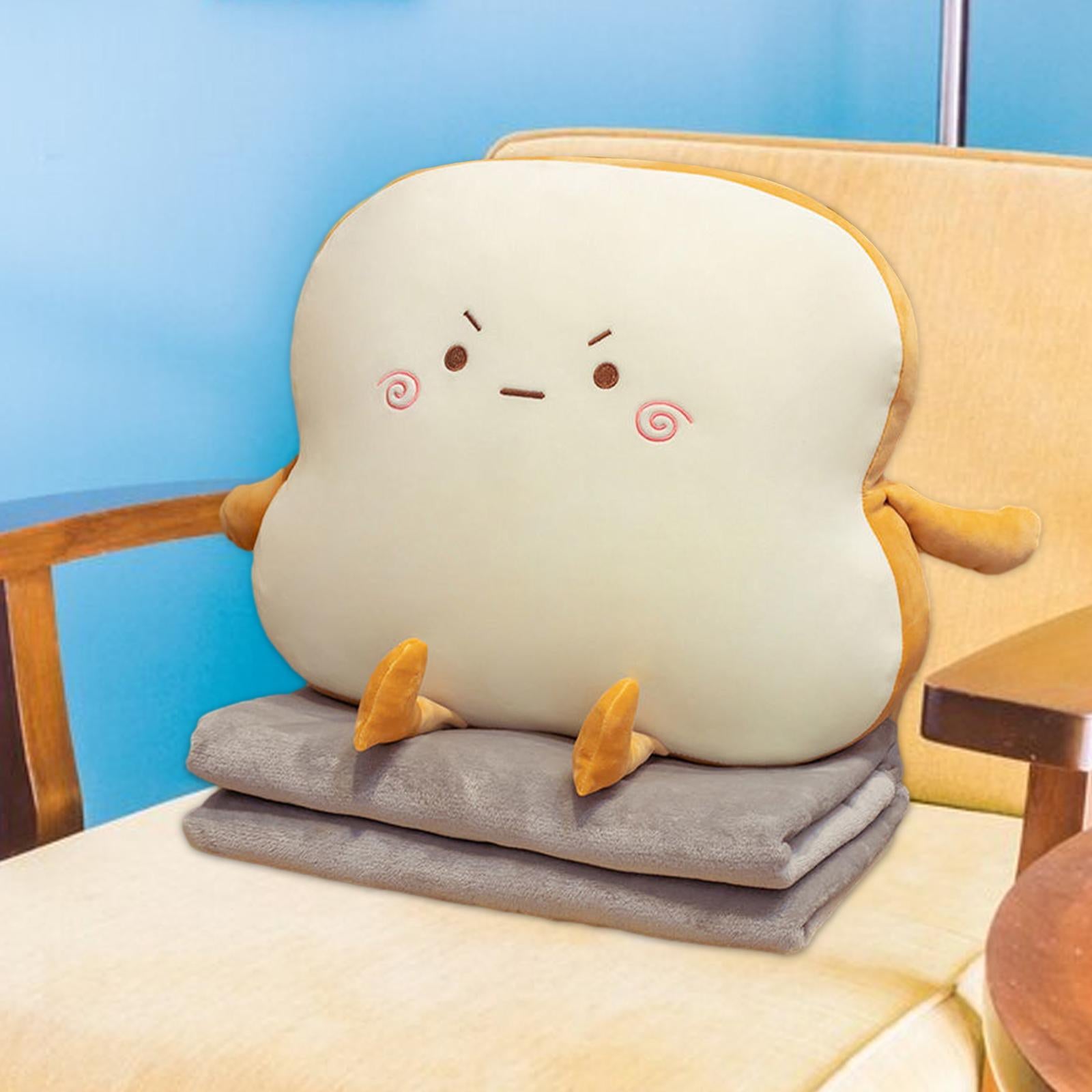 Bread Plush Pillow with Blanket Adorable Sofa Pillow for Bedroom Office Car Style D