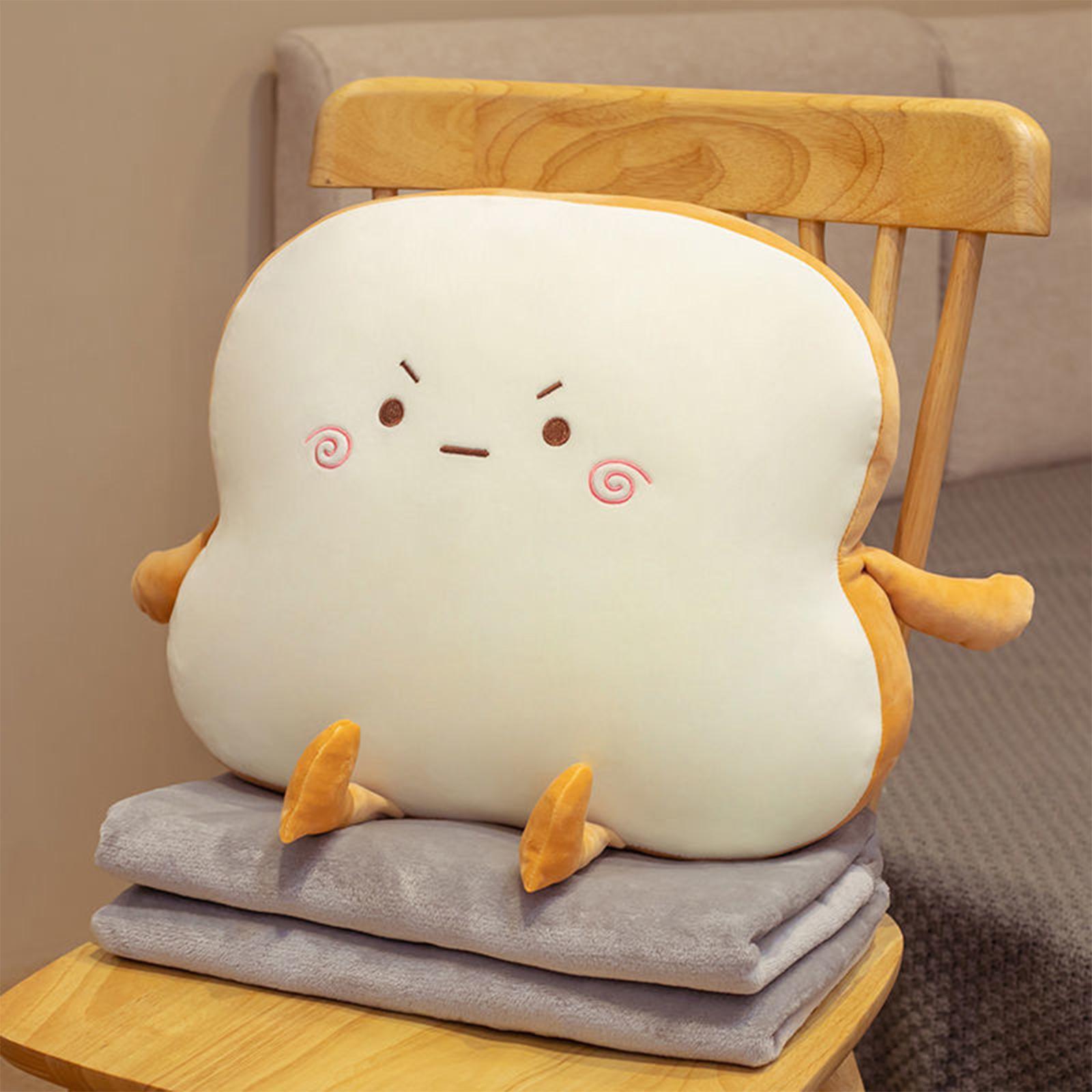 Bread Plush Pillow with Blanket Adorable Sofa Pillow for Bedroom Office Car Style D
