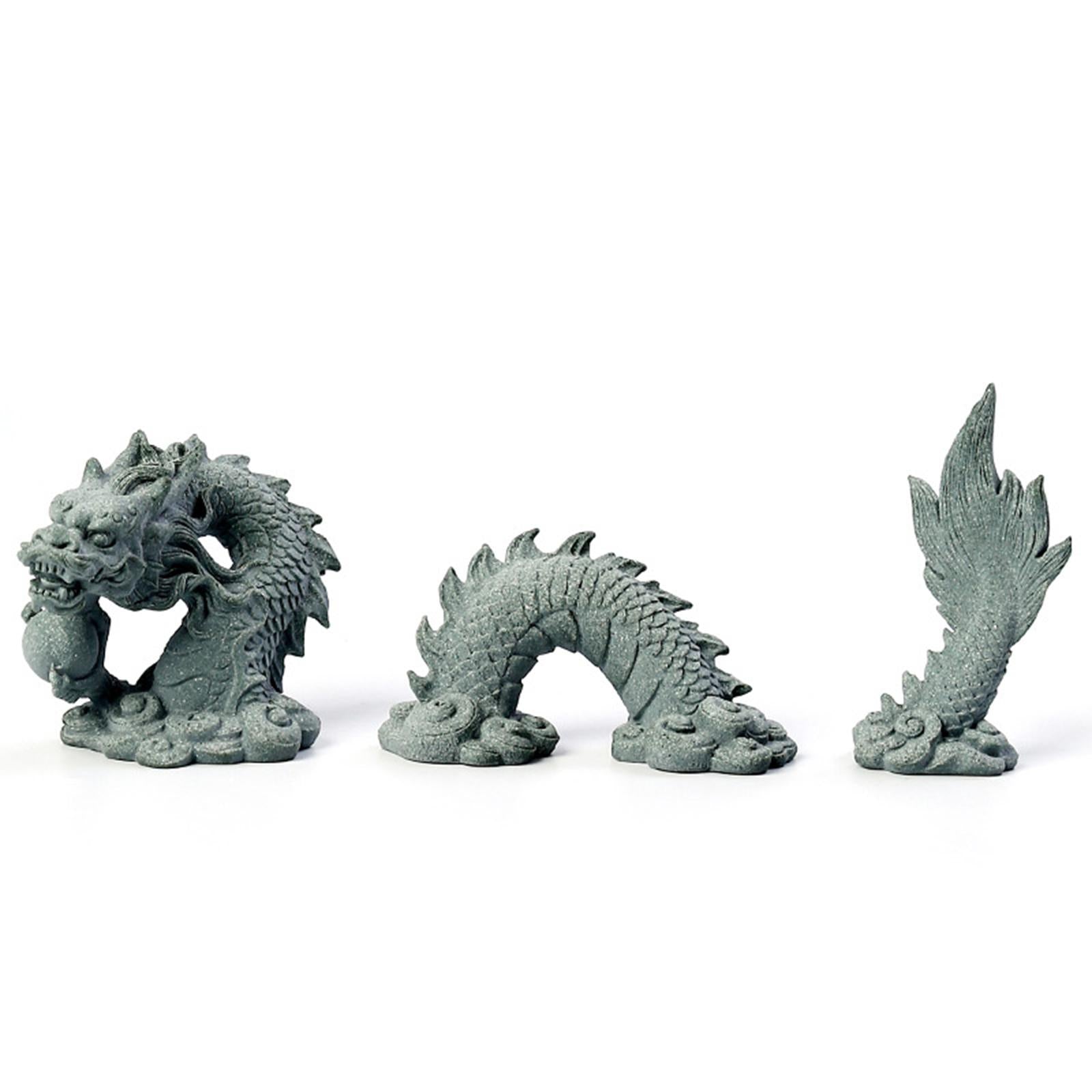 Dragon Statue Set Gardening Landscape Ornament for Indoor Outdoor Shop Hotel