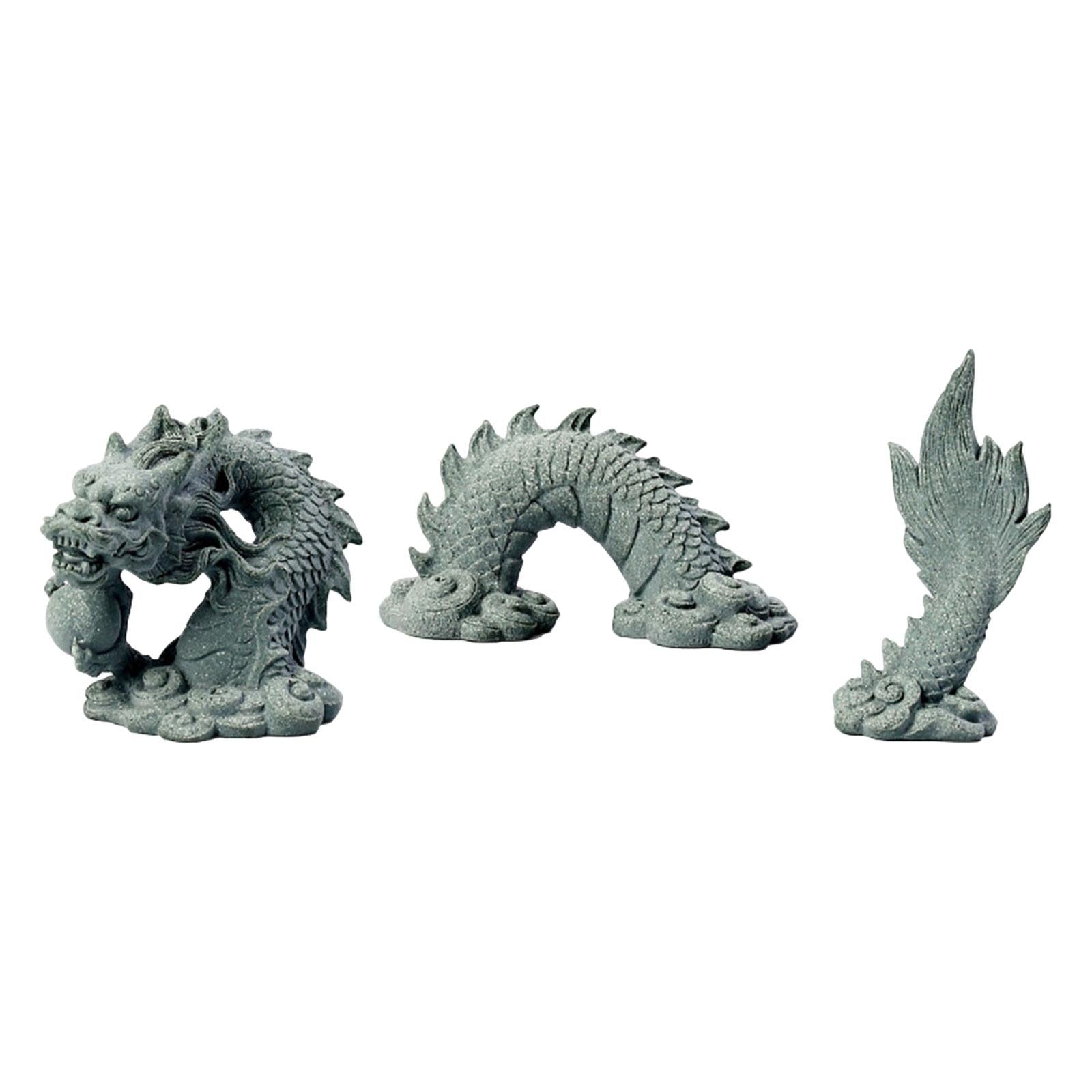 Dragon Statue Set Gardening Landscape Ornament for Indoor Outdoor Shop Hotel