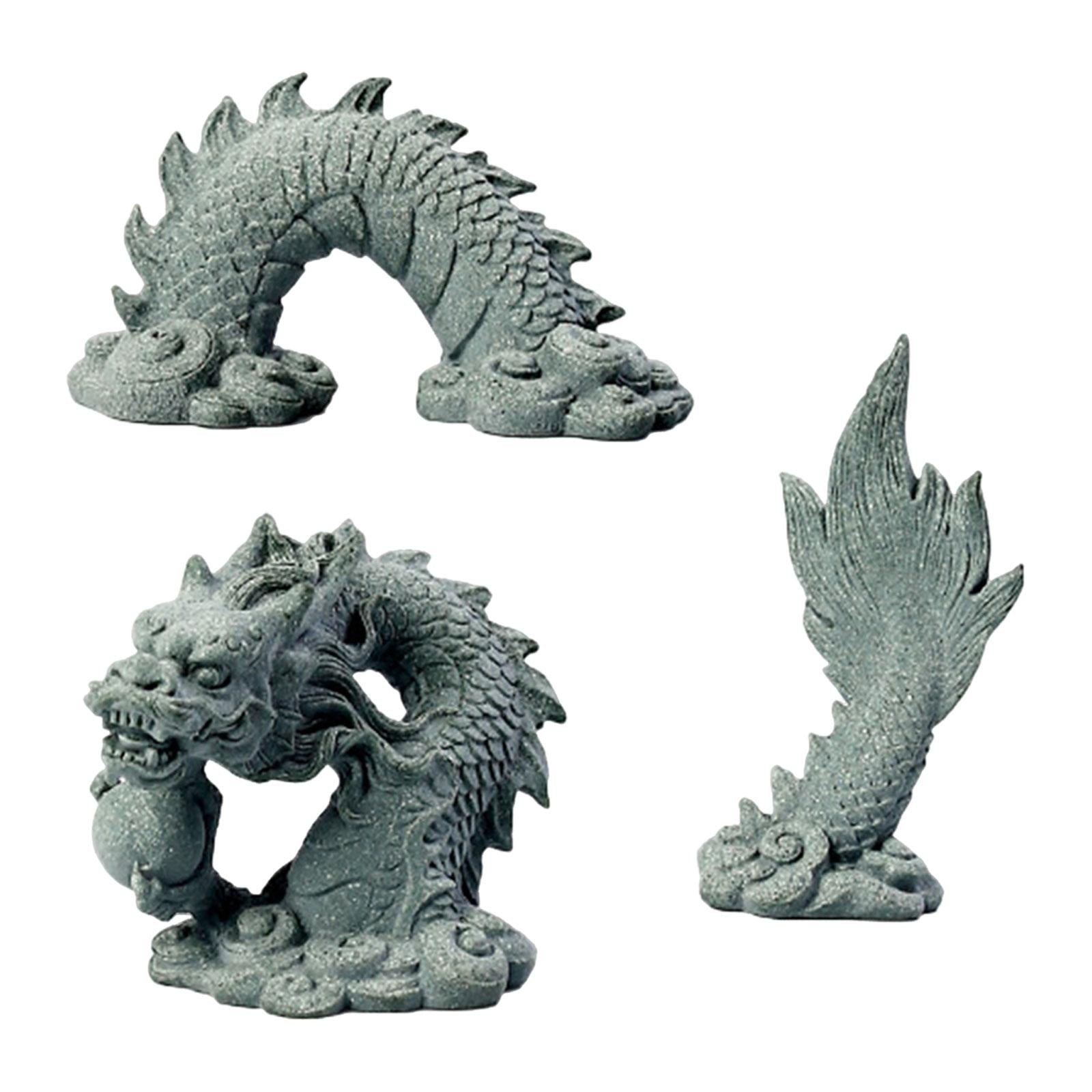 Dragon Statue Set Gardening Landscape Ornament for Indoor Outdoor Shop Hotel