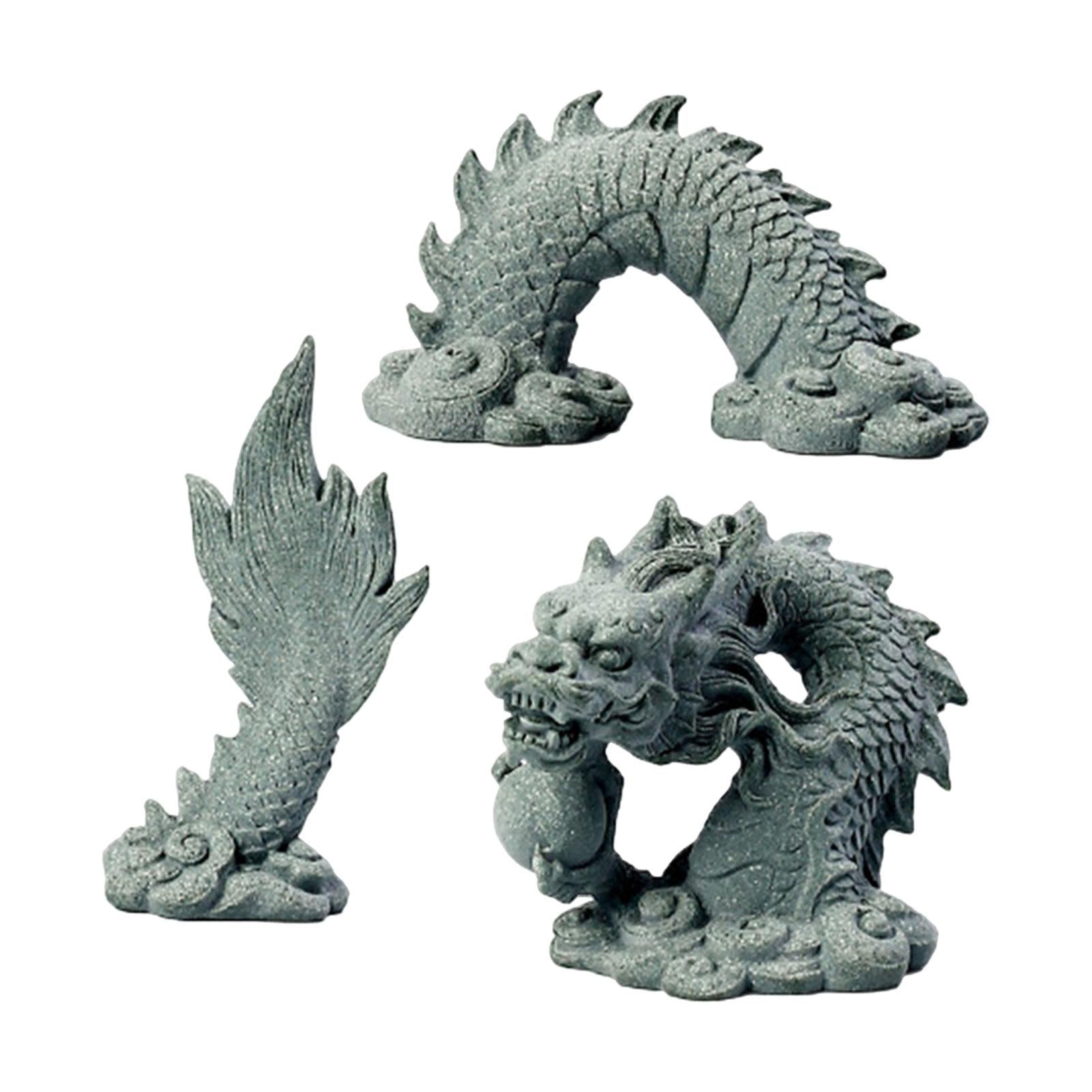 Dragon Statue Set Gardening Landscape Ornament for Indoor Outdoor Shop Hotel