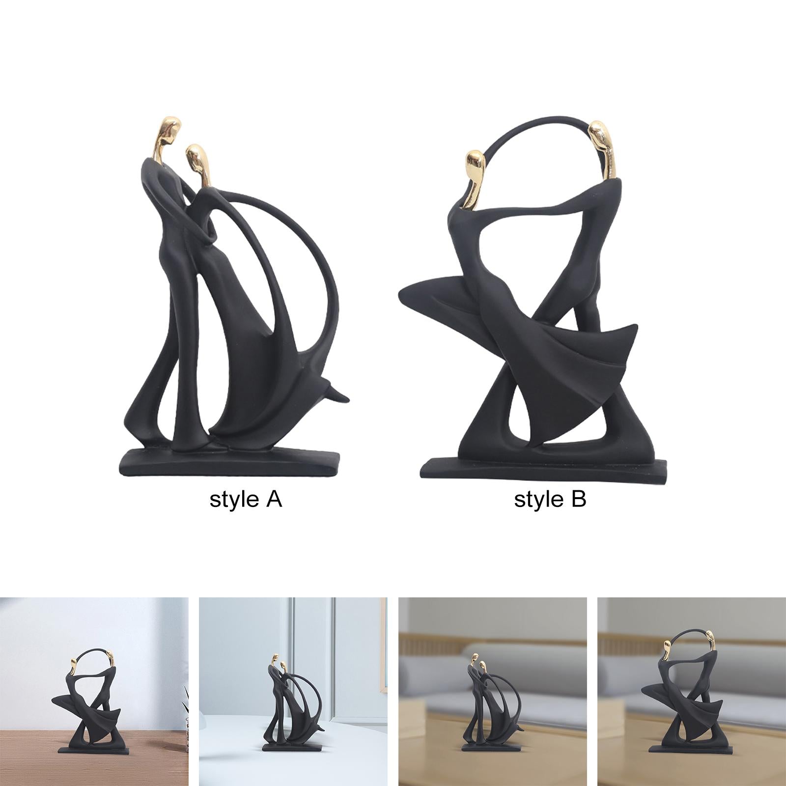 Abstract Statues Dancing Couple Figurines for Entrance Bookshelf Decorations style A