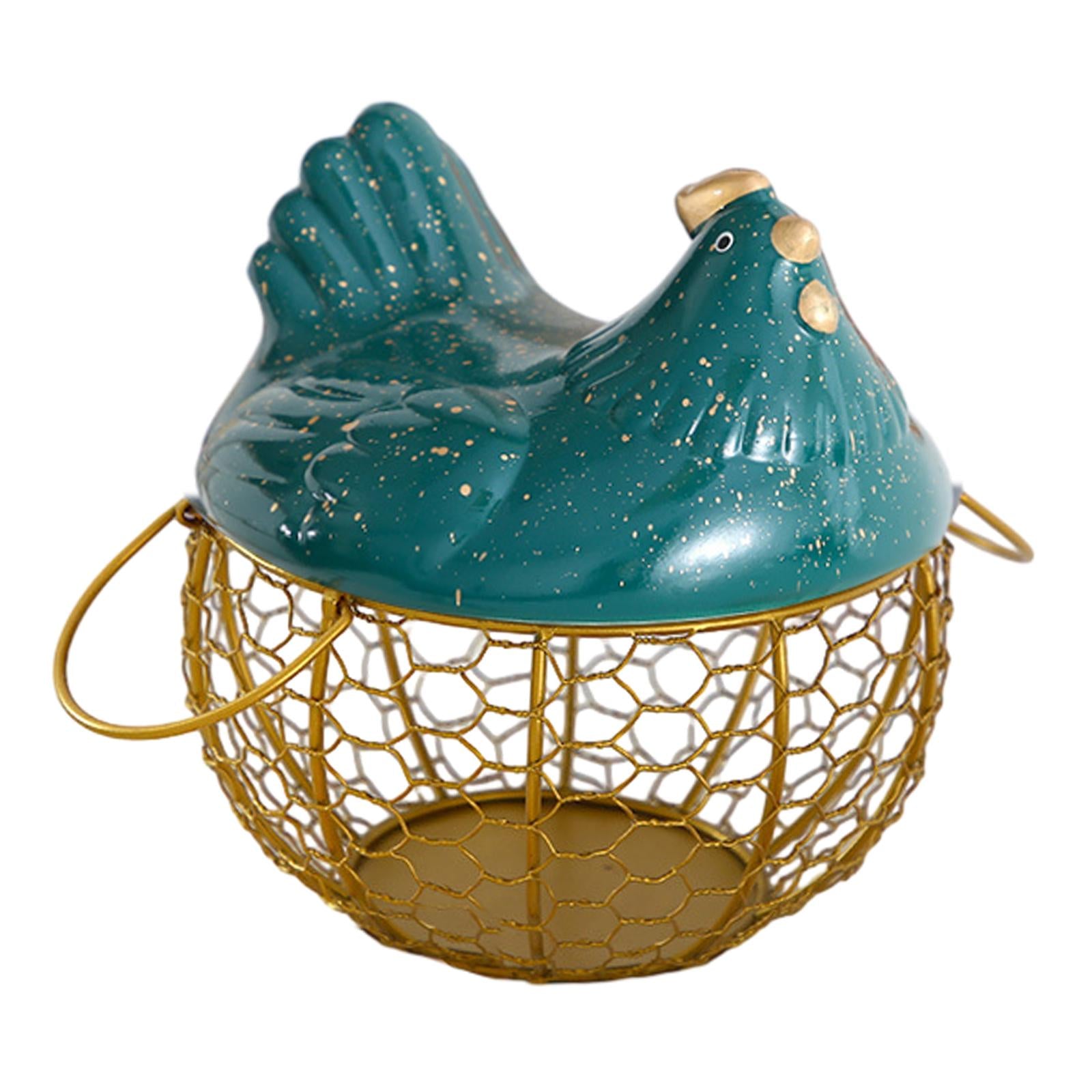 Egg Basket Large Capacity Rustic Egg Collection Basket Kitchen Egg Container Gold with Small Dot