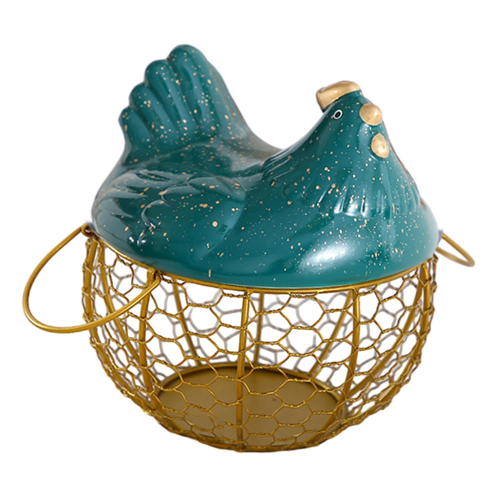 Egg Basket Large Capacity Rustic Egg Collection Basket Kitchen Egg Container Gold with Small Dot