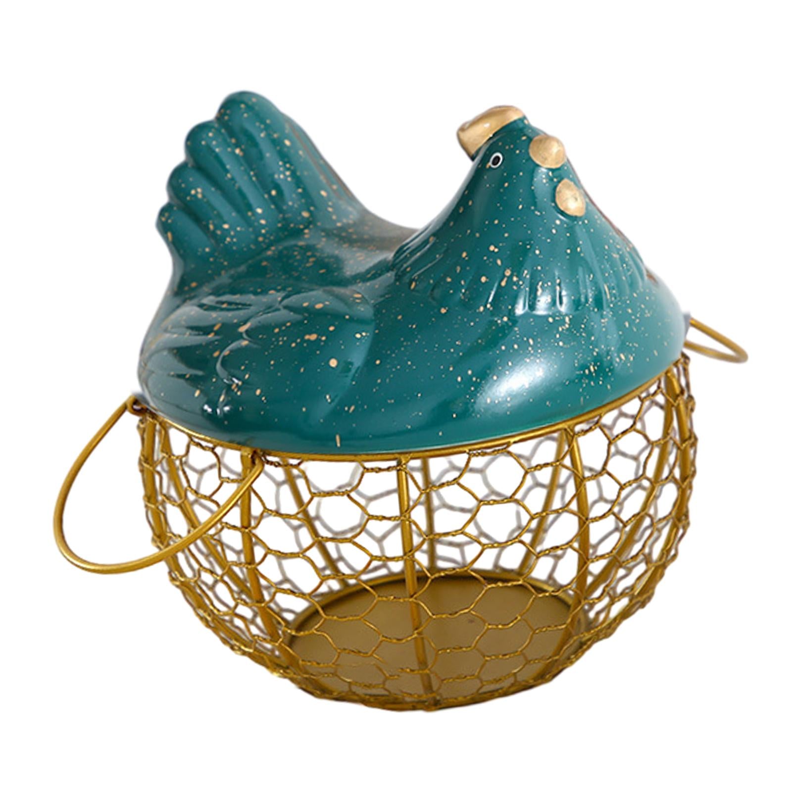 Egg Basket Large Capacity Rustic Egg Collection Basket Kitchen Egg Container Gold with Small Dot