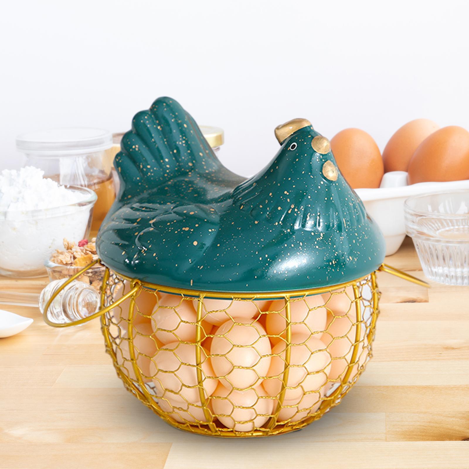 Egg Basket Large Capacity Rustic Egg Collection Basket Kitchen Egg Container Gold with Small Dot