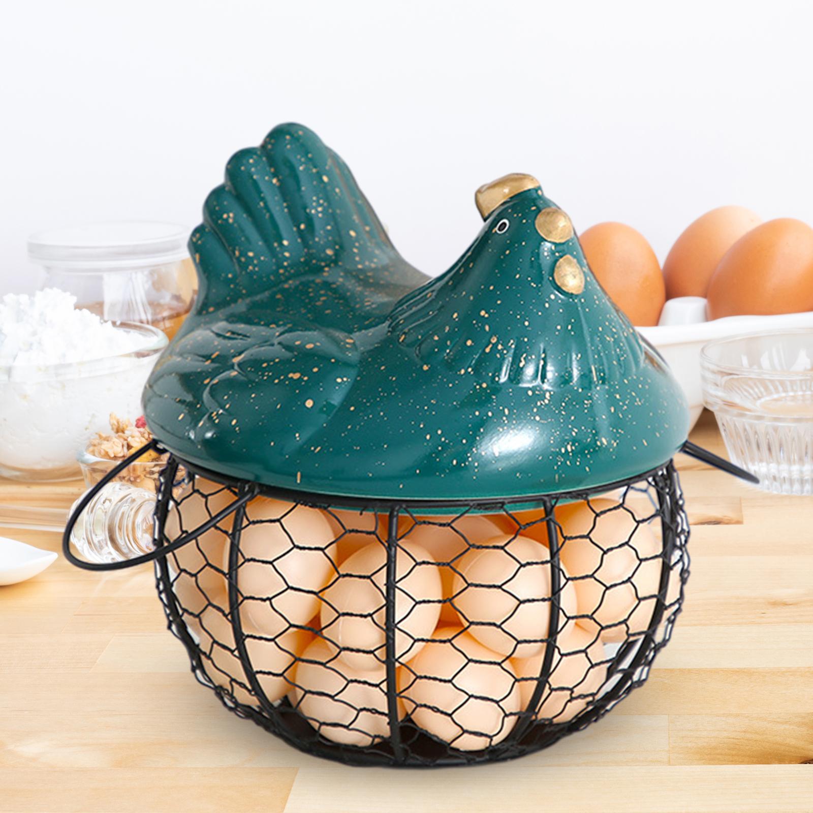 Egg Basket Large Capacity Rustic Egg Collection Basket Kitchen Egg Container Black with Small Dot