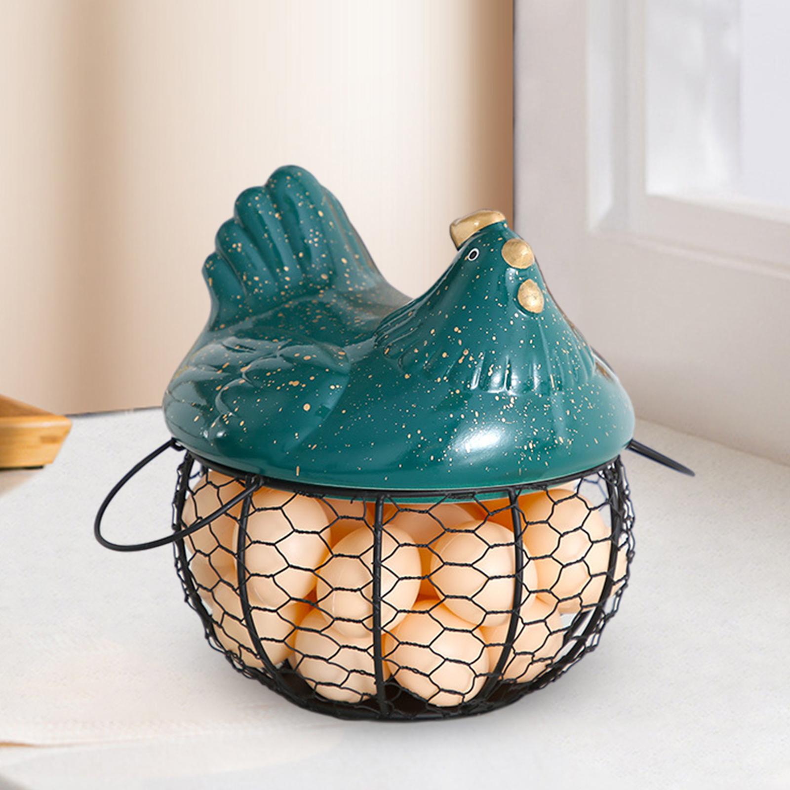 Egg Basket Large Capacity Rustic Egg Collection Basket Kitchen Egg Container Black with Small Dot