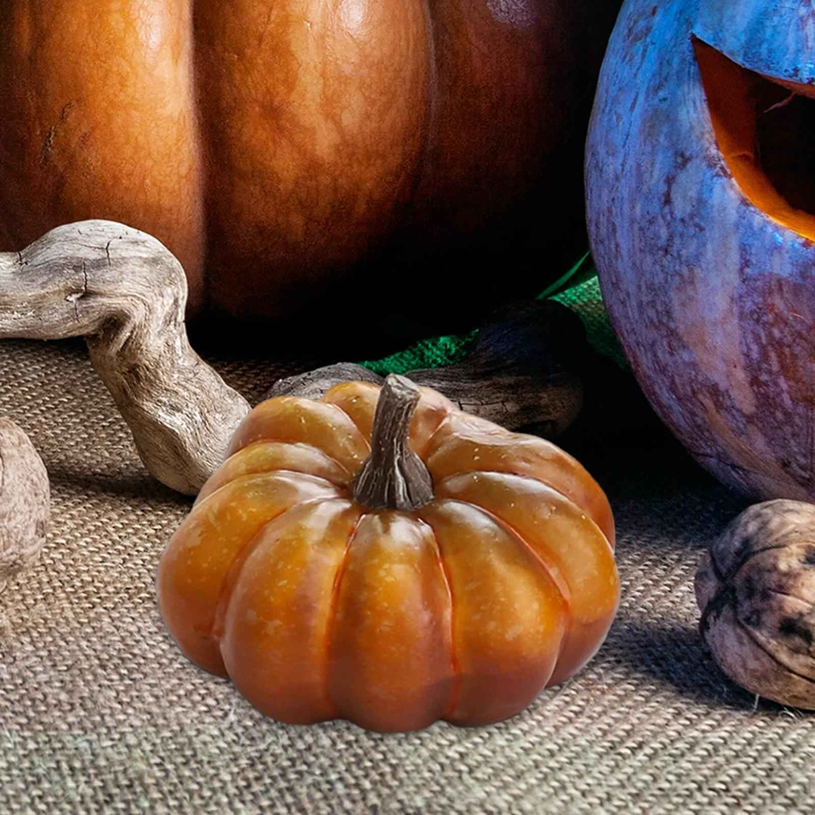 Artificial Pumpkin Halloween Foam Pumpkins Decor Table Centerpiece 4.5x7.5cm Coffee