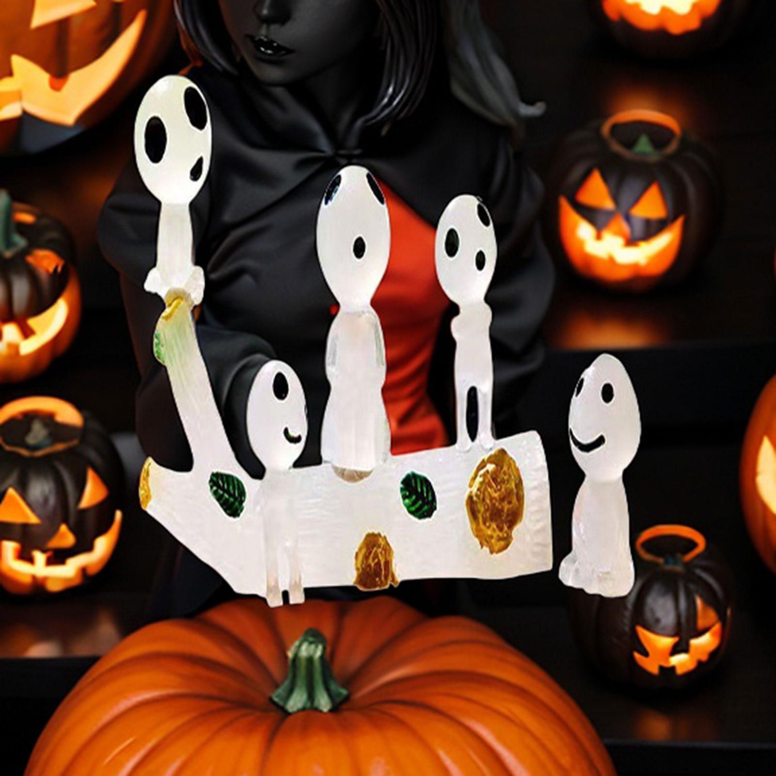 Cartoon Halloween Luminous Stump and Ghosts Figurine Statues for Halloween
