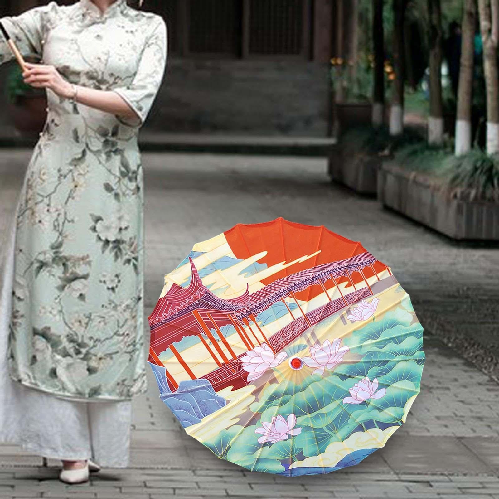 Chinese Oiled Paper Umbrella Dancing Props for Wedding Dance Recitals Events Style C