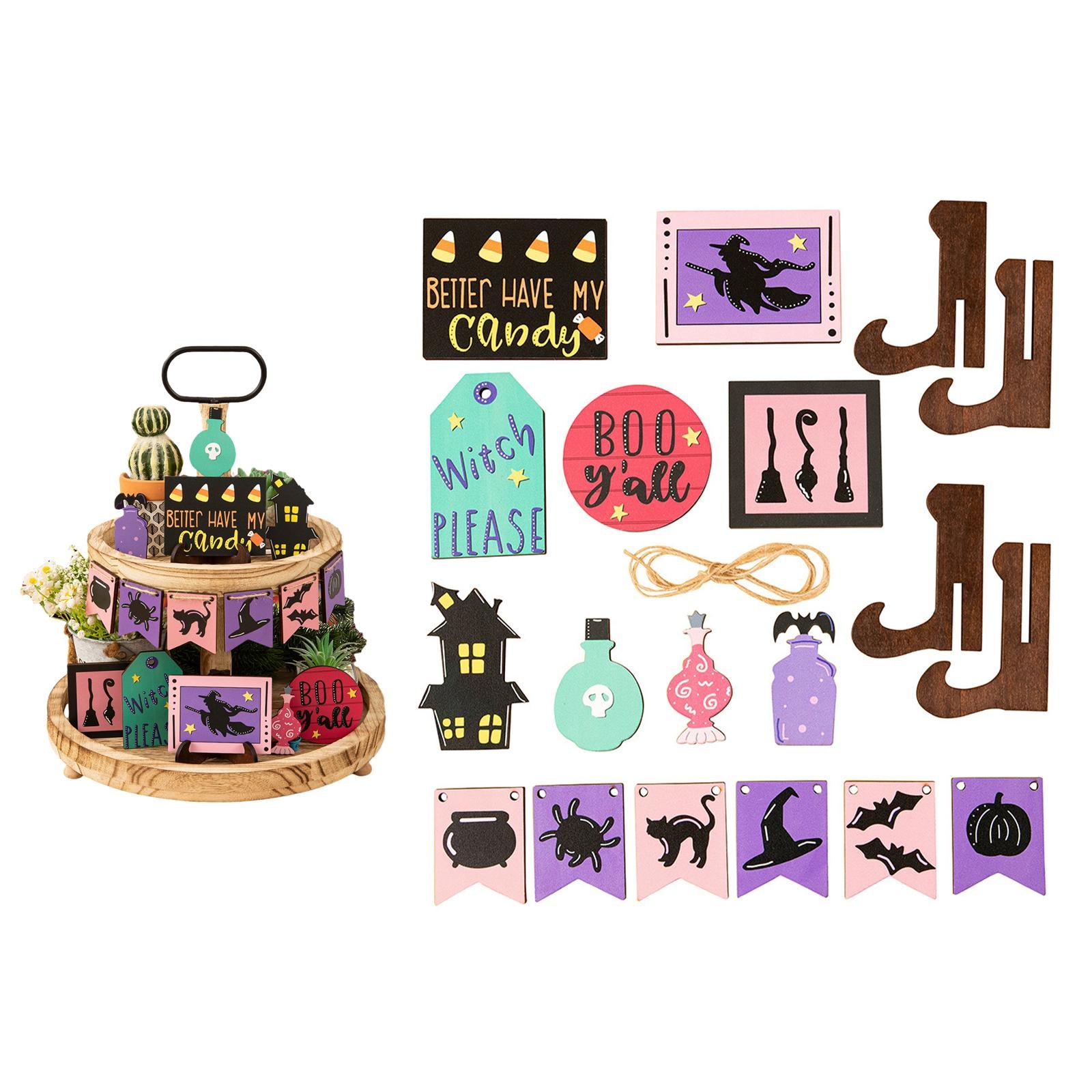 Halloween Tiered Tray Decoration Set for Party Favors Living Room Restaurant