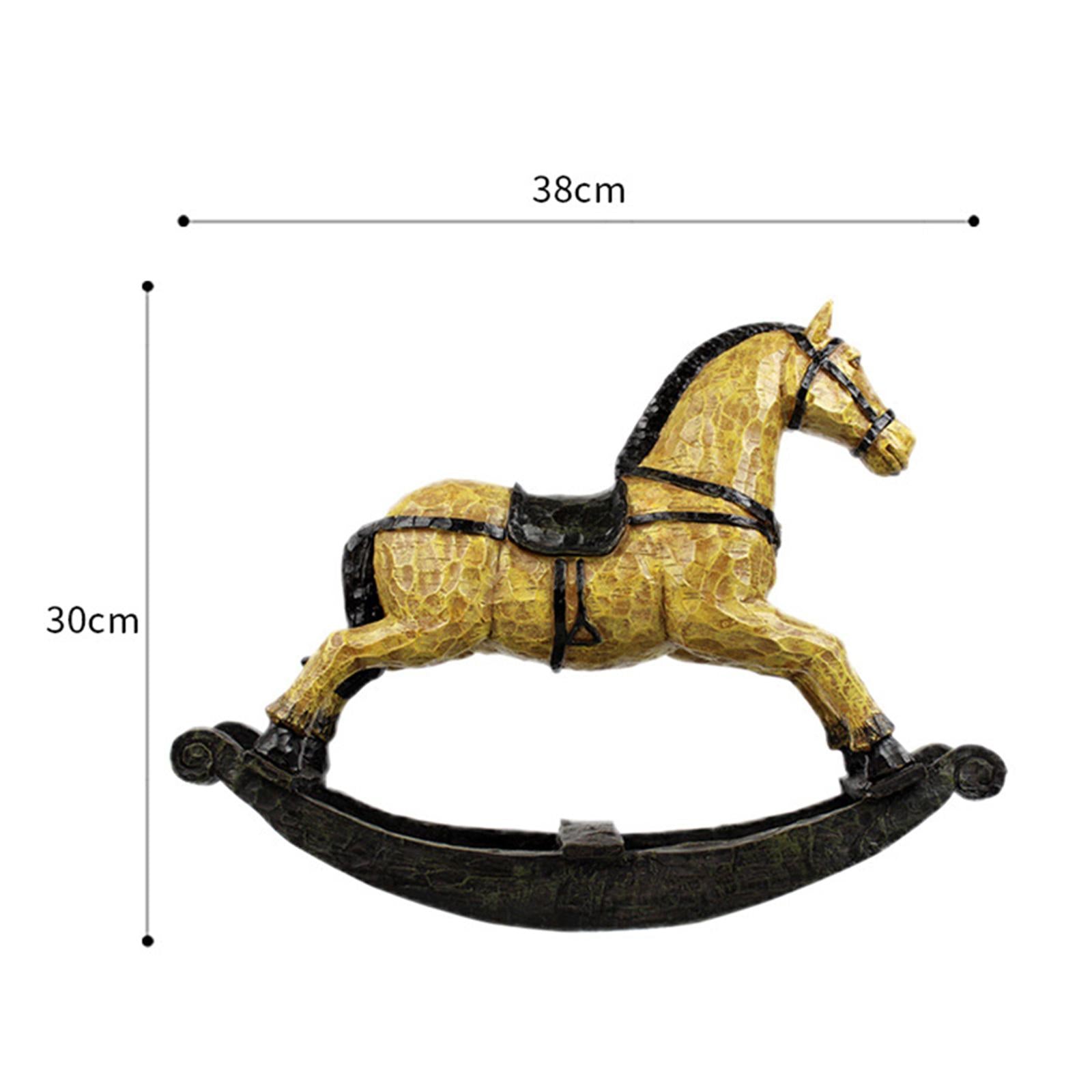 Rocking Horse Ornament Resin Desktop Ornament for Cabinet Desktop Restaurant Brown