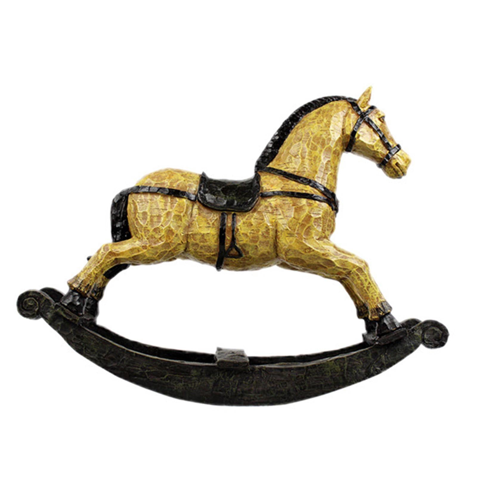 Rocking Horse Ornament Resin Desktop Ornament for Cabinet Desktop Restaurant Brown
