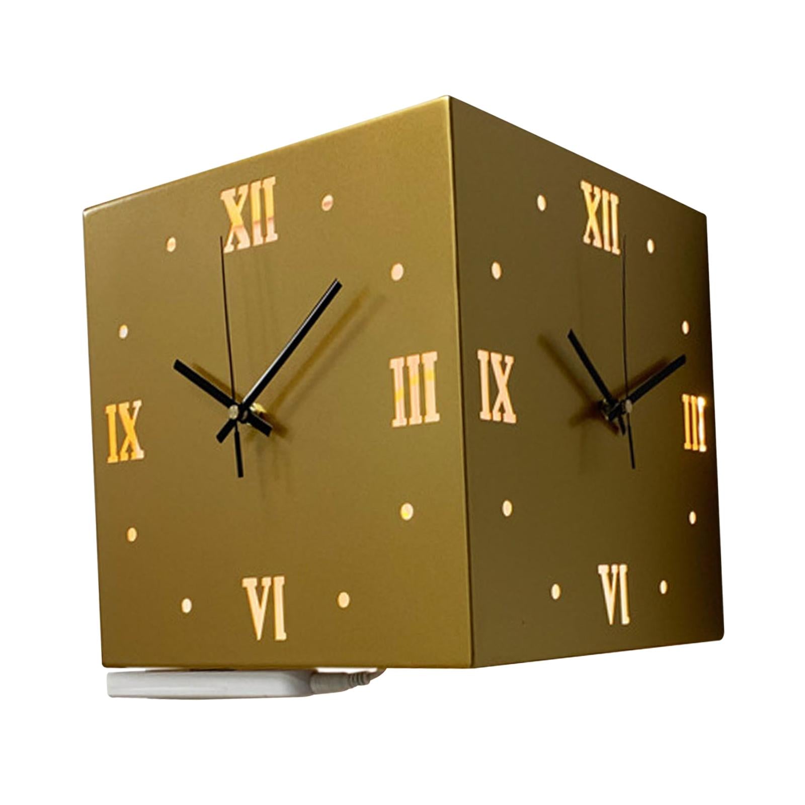 Corner Wall Clock Creative Indoor Outdoor Clock for Farmhouse Home Classroom golden