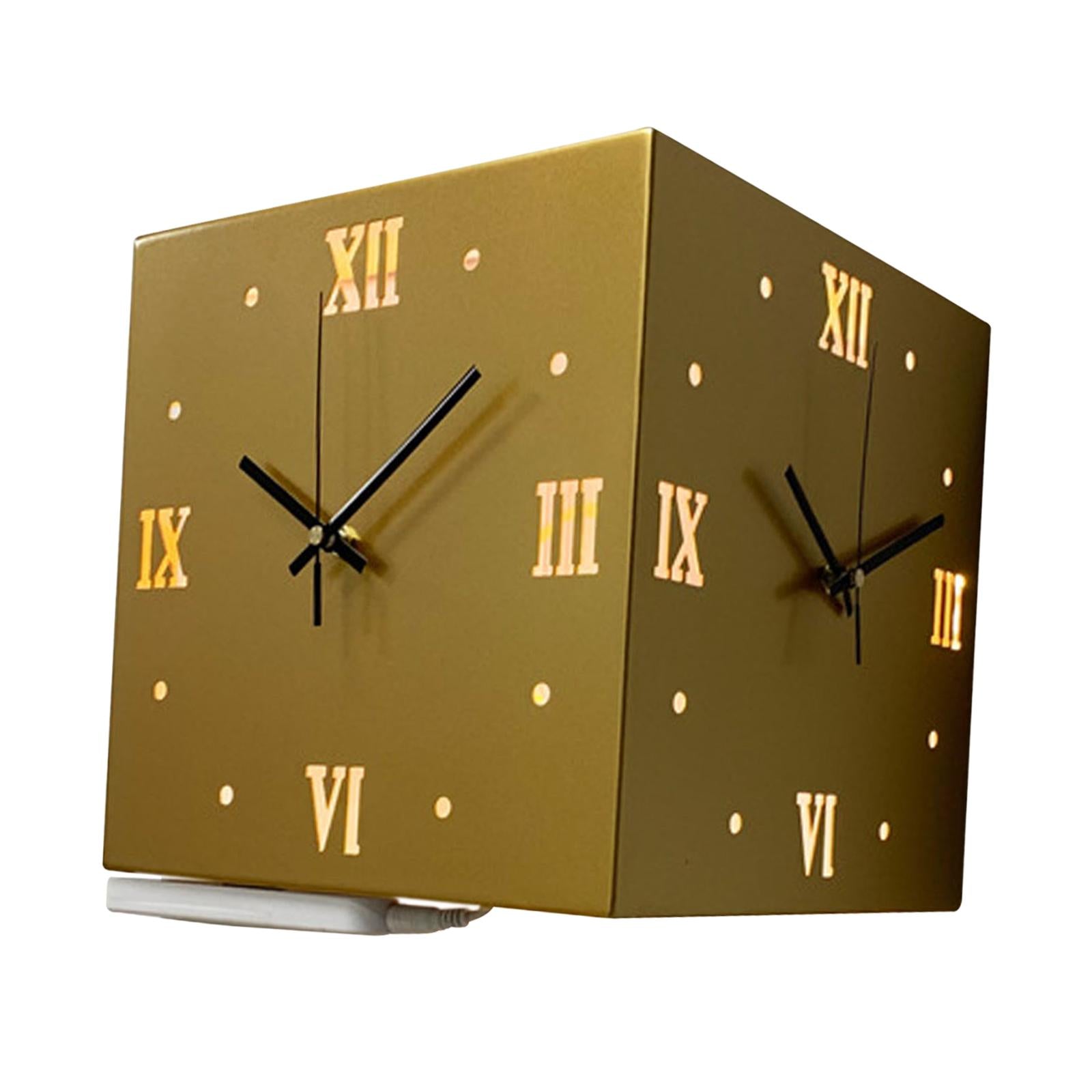Corner Wall Clock Creative Indoor Outdoor Clock for Farmhouse Home Classroom golden