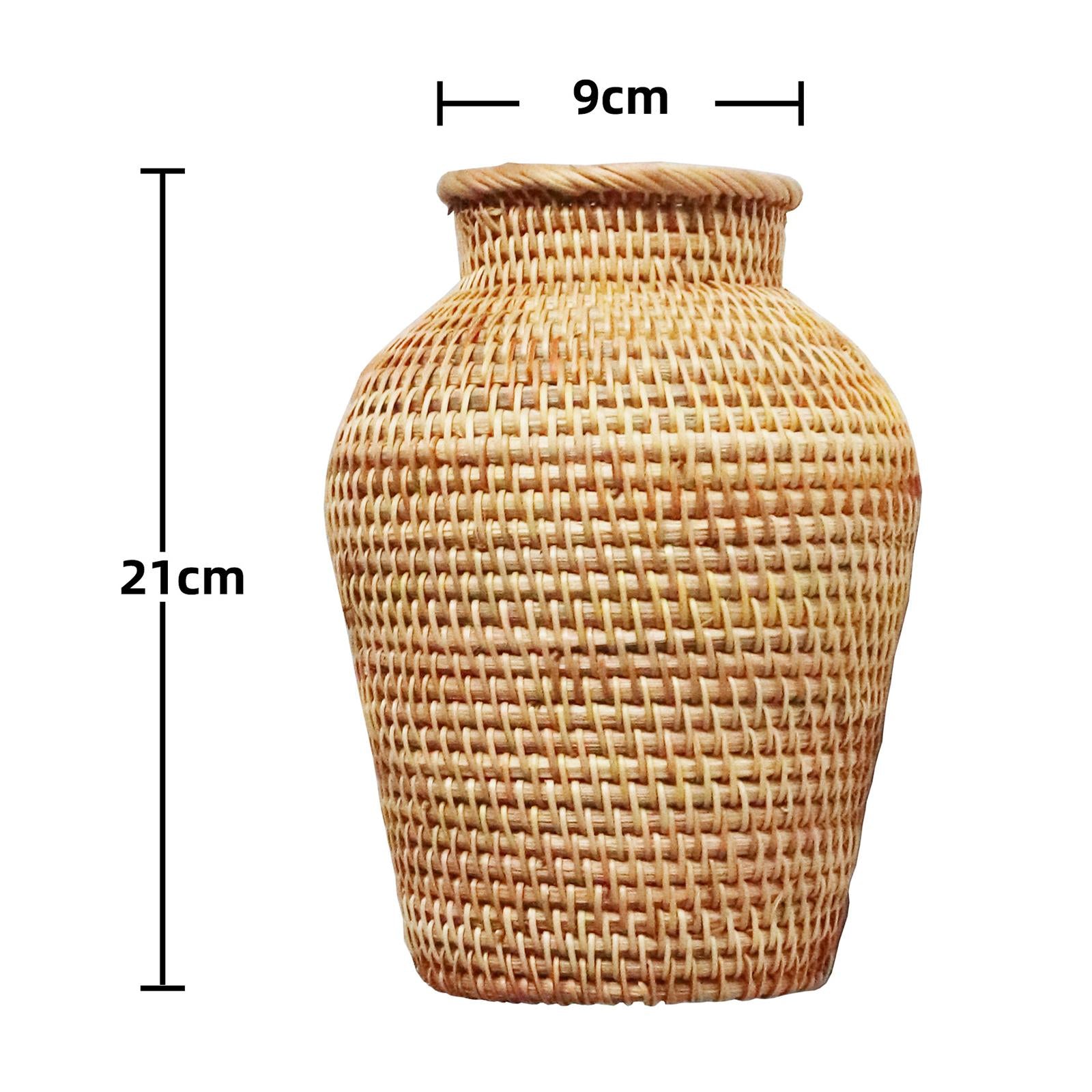 Handmade Woven Rattan Flower Basket Vase Decorative Farmhouse Planter Basket