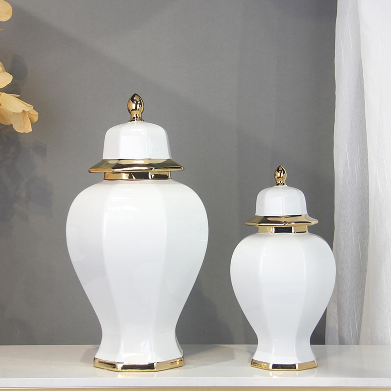 Porcelain Ginger Jar Ceramic Flower Vase for Flower Arrangement Bedroom Desk