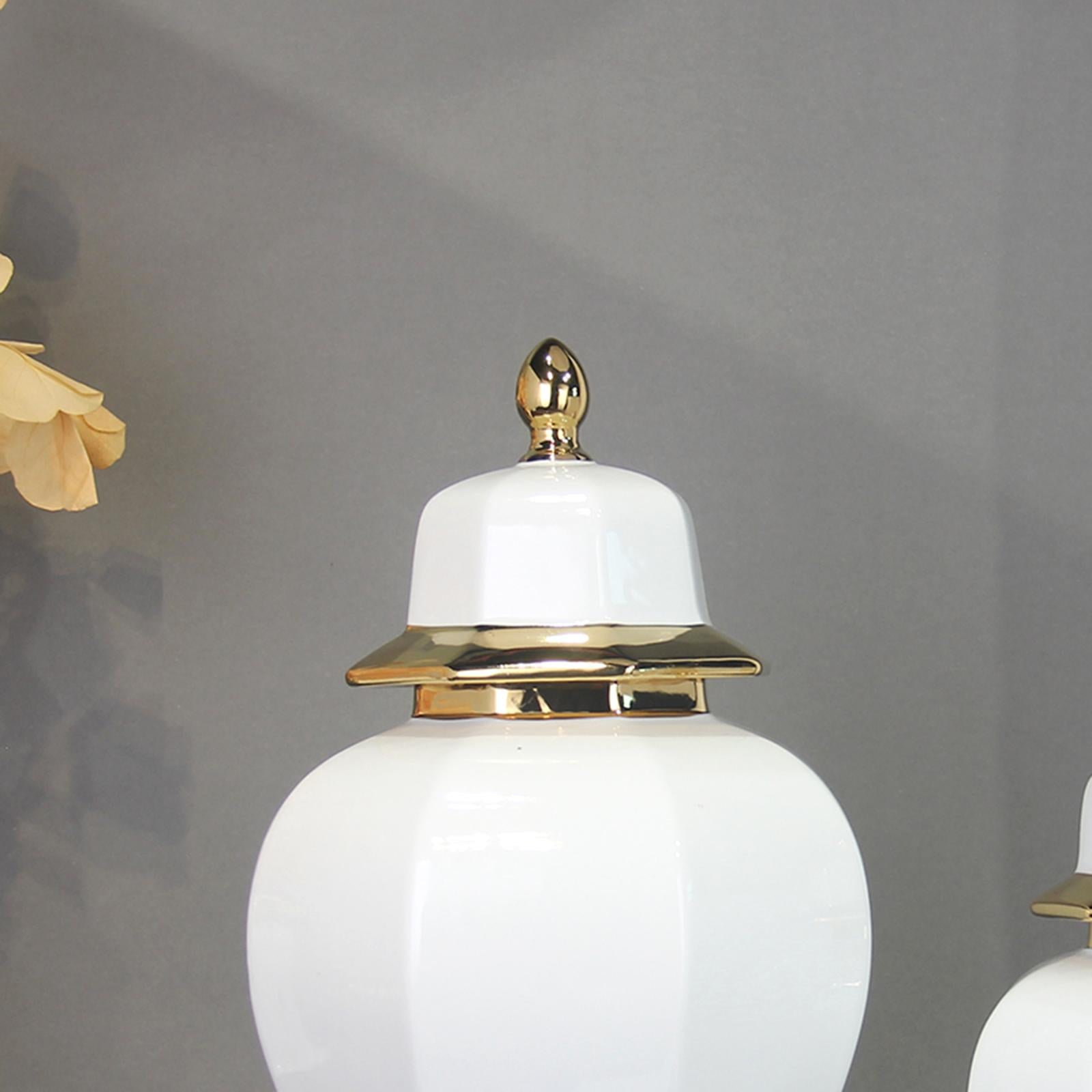 Porcelain Ginger Jar Ceramic Flower Vase for Flower Arrangement Bedroom Desk