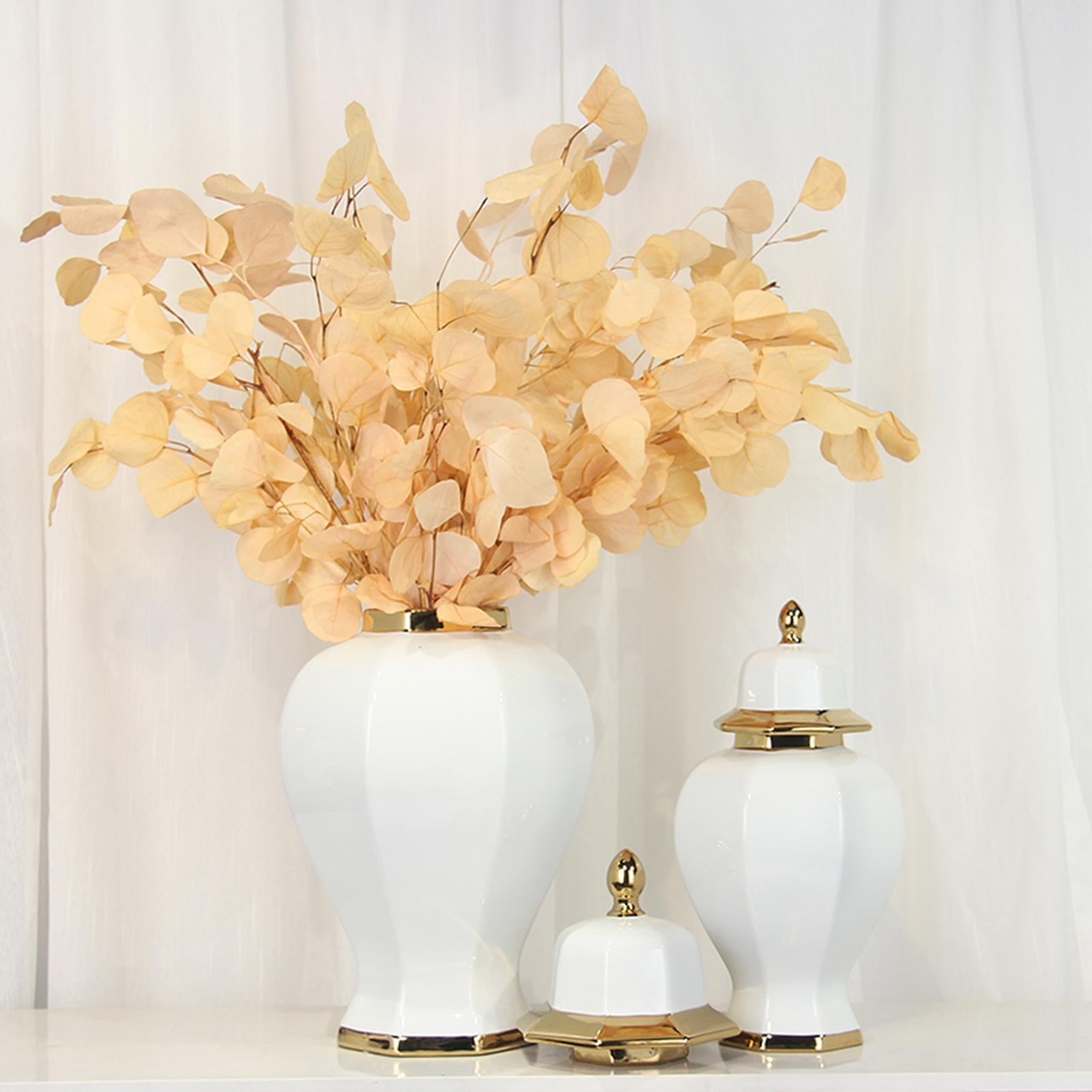 Porcelain Ginger Jar Ceramic Flower Vase for Flower Arrangement Bedroom Desk