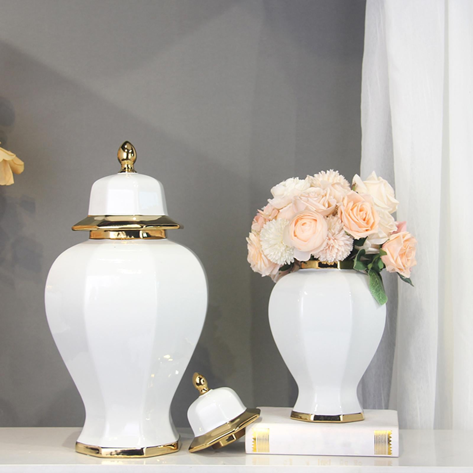 Porcelain Ginger Jar Ceramic Flower Vase for Flower Arrangement Bedroom Desk