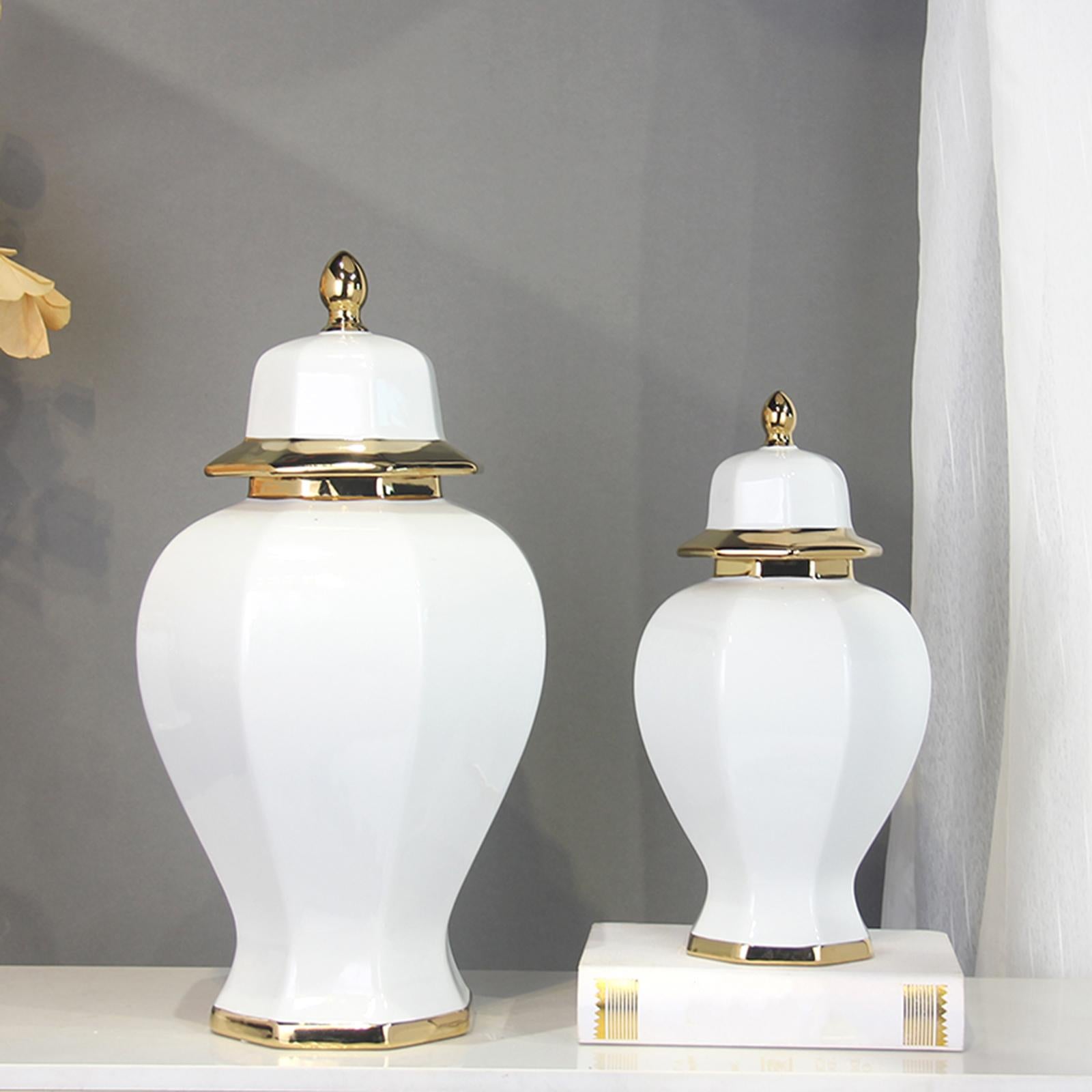 Porcelain Ginger Jar Ceramic Flower Vase for Flower Arrangement Bedroom Desk