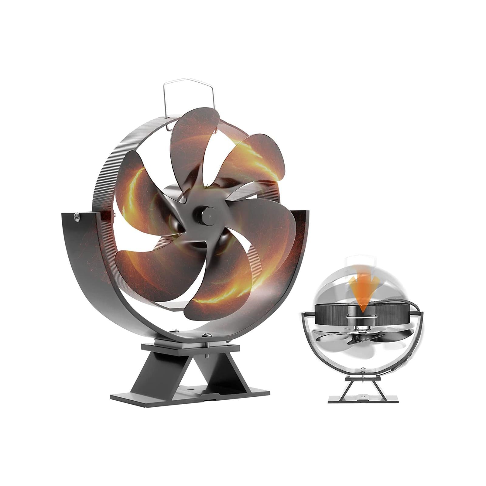 Heat Powered Fan 6 Blade Fireplace Fan Silent Less Than 25dB Versatile Black