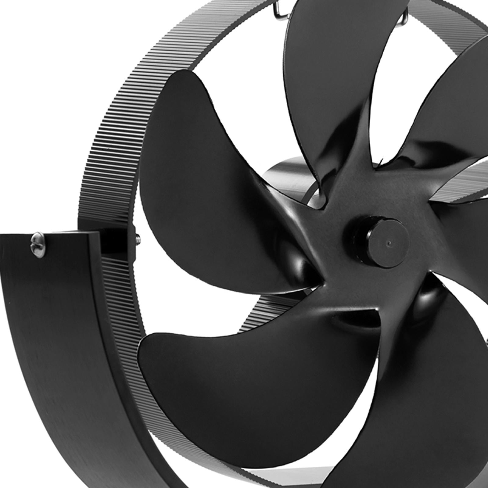 Heat Powered Fan 6 Blade Fireplace Fan Silent Less Than 25dB Versatile Black