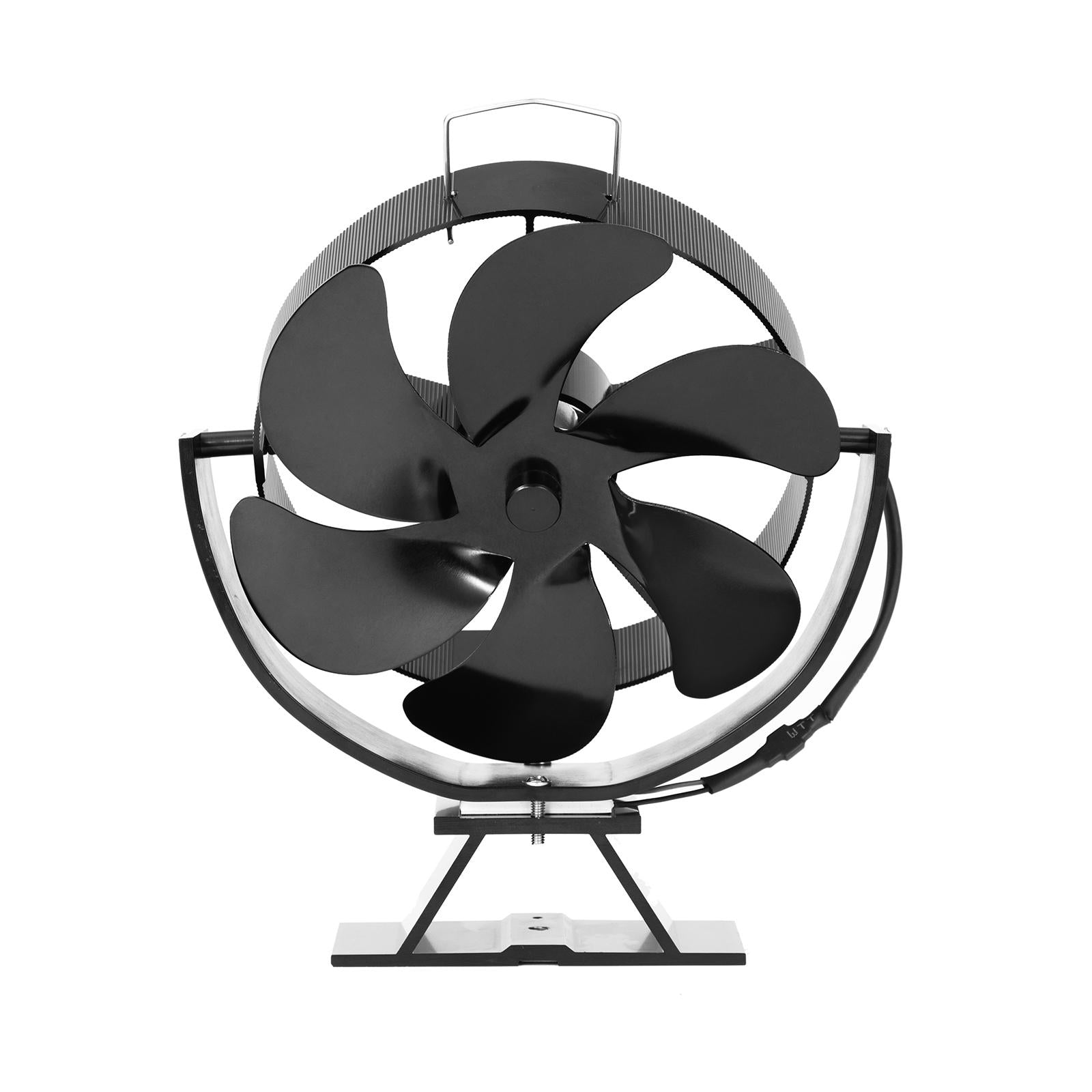 Heat Powered Fan 6 Blade Fireplace Fan Silent Less Than 25dB Versatile Black