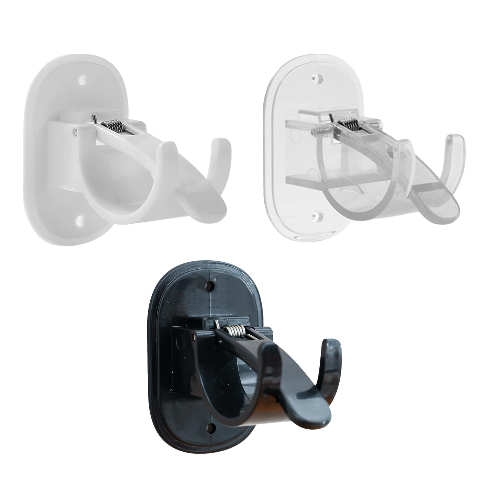 2xCurtain Rod Hooks No Drill Curtain Rod Brackets for Hotel Kitchen Livingroom Black