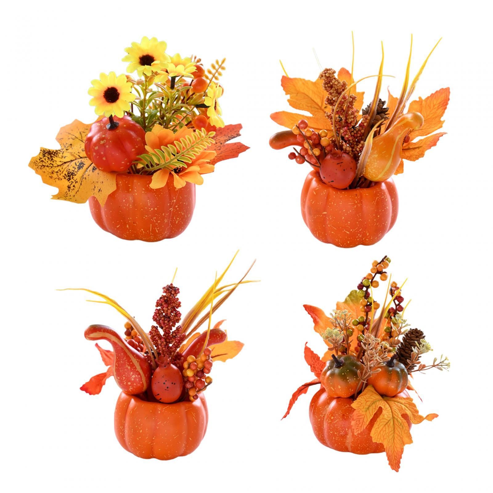 Artificial Pumpkin Flower Autumn Floral Arrangement Fall Pumpkin Centerpiece A