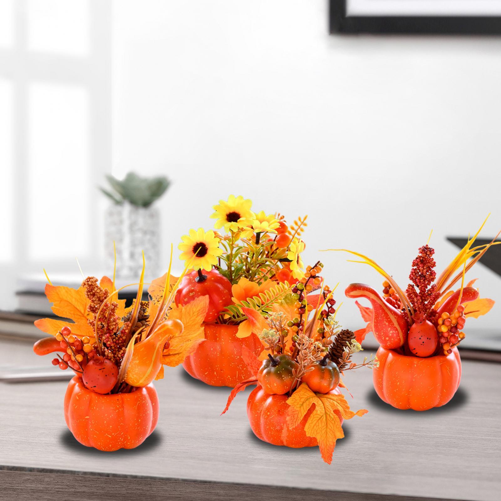 Artificial Pumpkin Flower Autumn Floral Arrangement Fall Pumpkin Centerpiece A