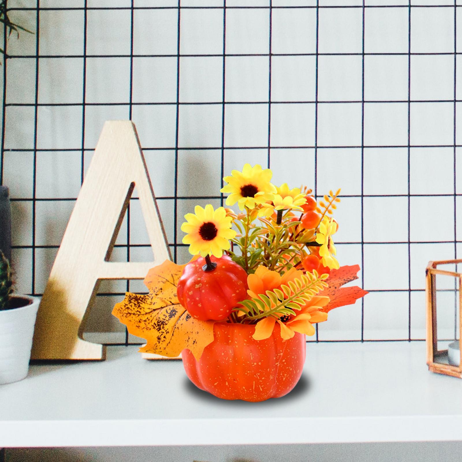 Artificial Pumpkin Flower Autumn Floral Arrangement Fall Pumpkin Centerpiece A