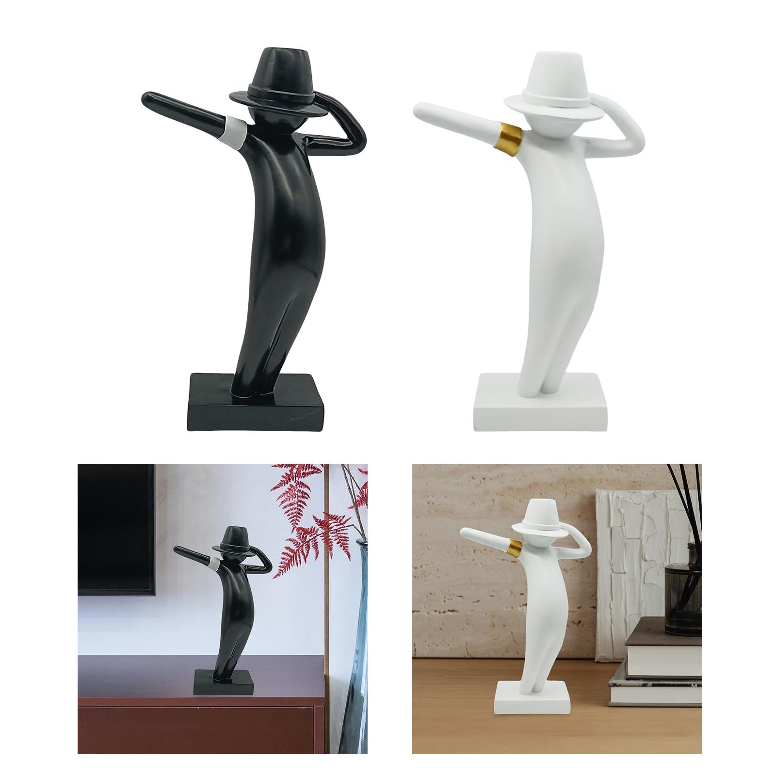 Abstract Character Sculpture Modern Creative for Bookshelf Entryway Desktop Black