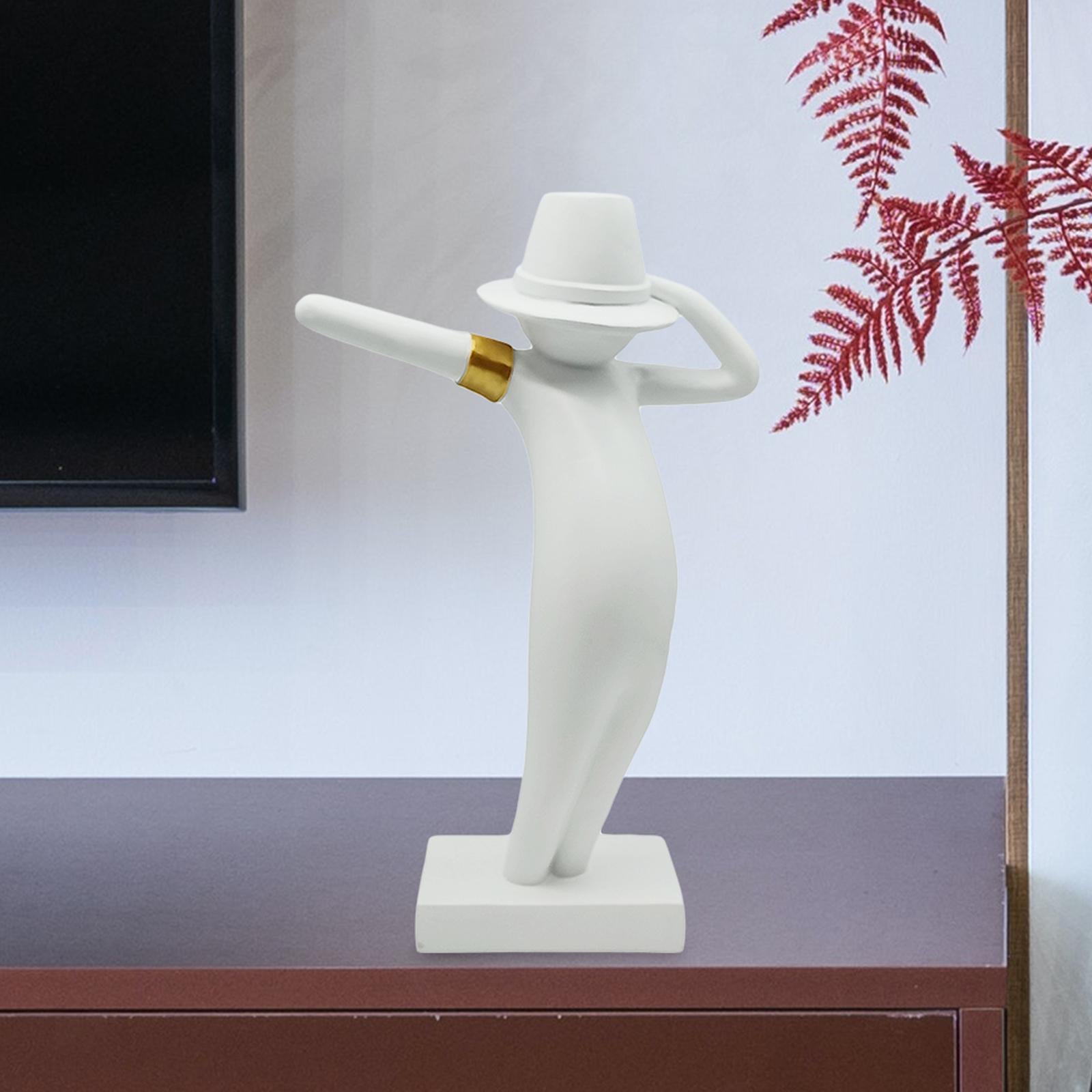 Abstract Character Sculpture Modern Creative for Bookshelf Entryway Desktop White