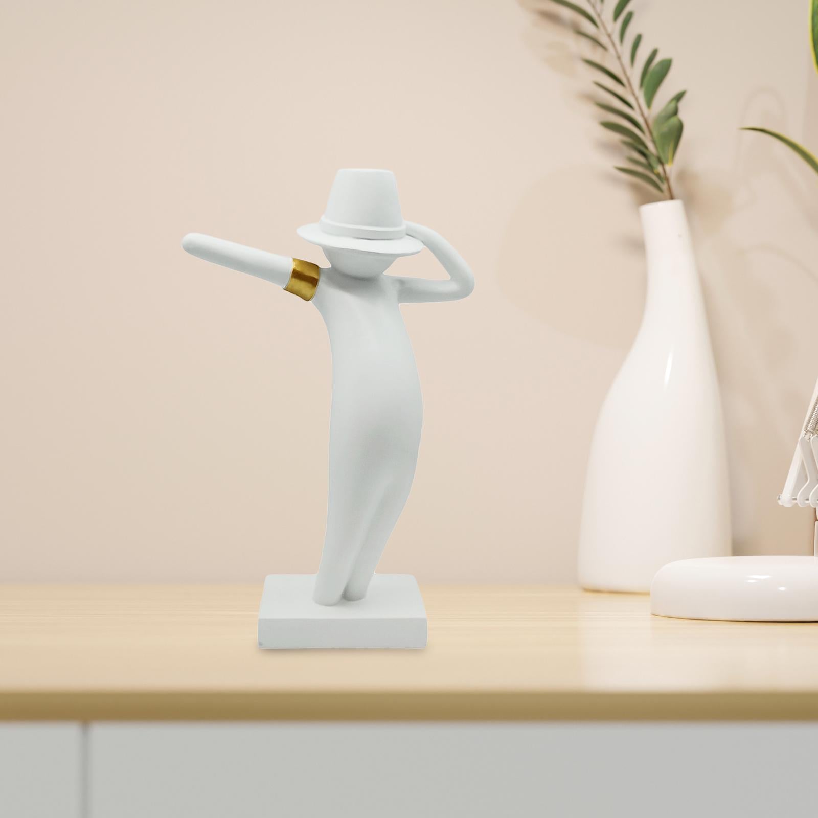 Abstract Character Sculpture Modern Creative for Bookshelf Entryway Desktop White