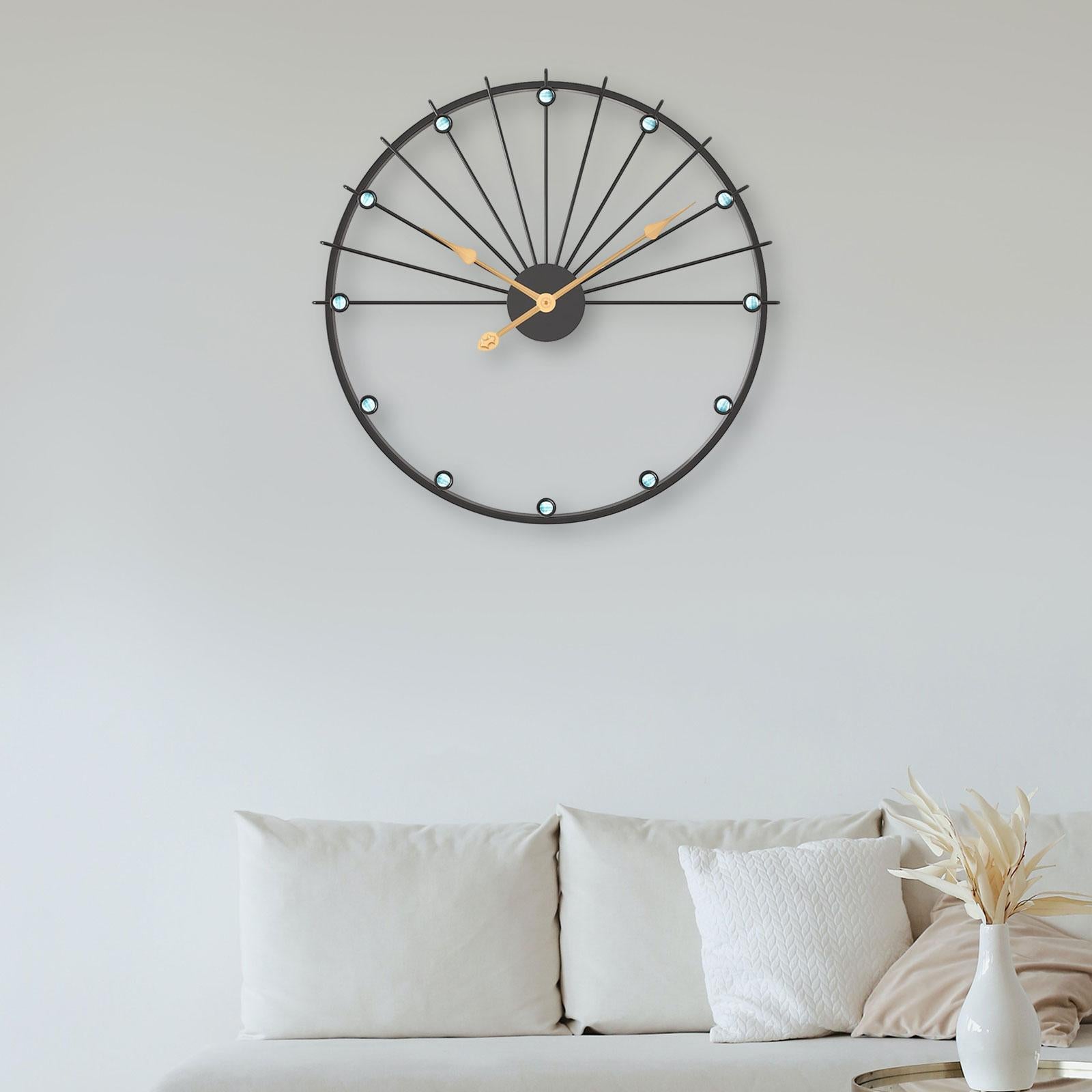 Non Ticking Silent Clock Unique Wall Art Clock for Kitchen Study Living Room Black