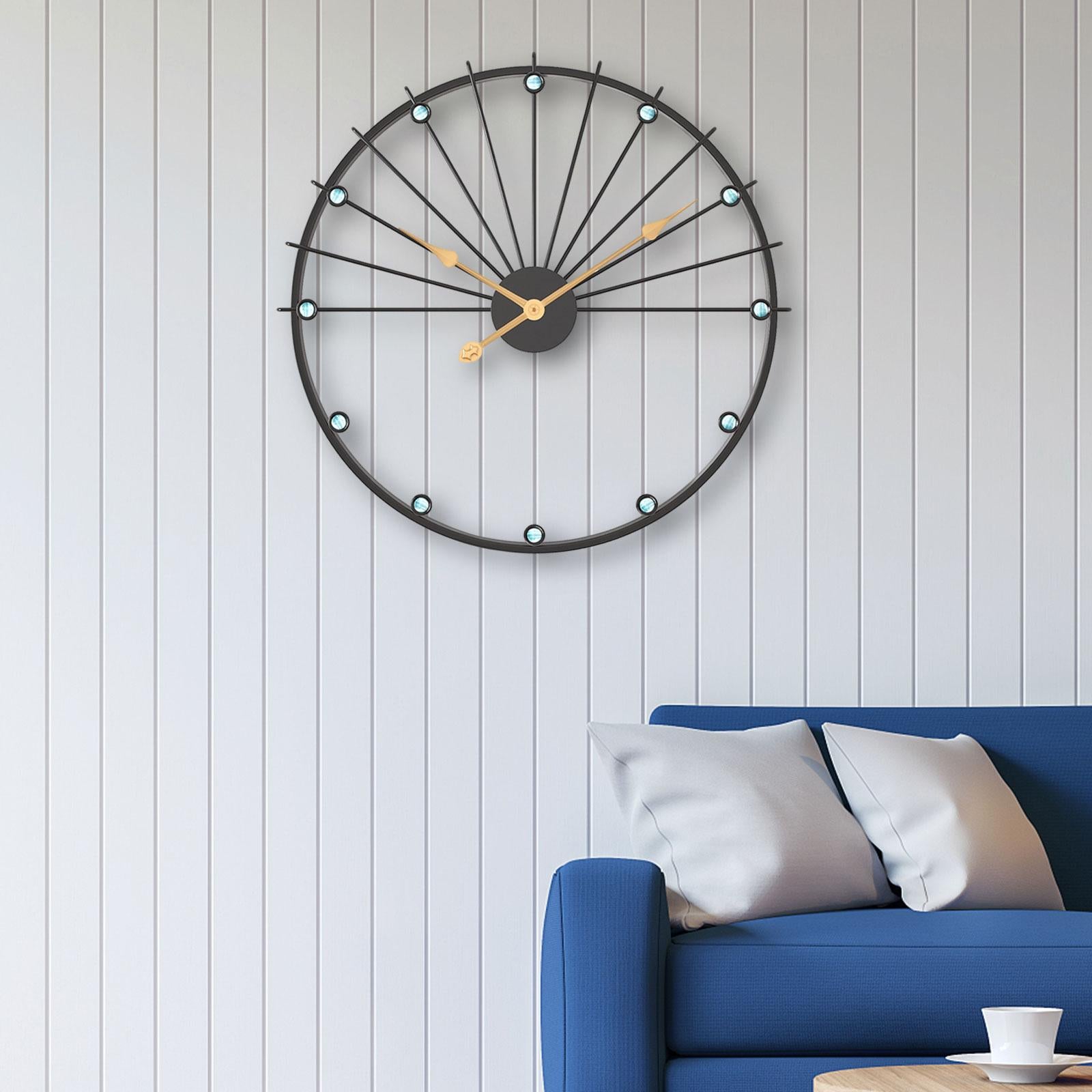 Non Ticking Silent Clock Unique Wall Art Clock for Kitchen Study Living Room Black