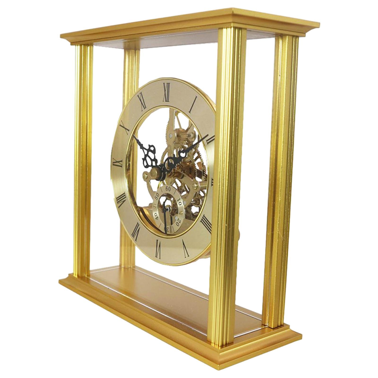 Table Clock Modern Collectible Metal Clock for Living Room Desk Shelf Office