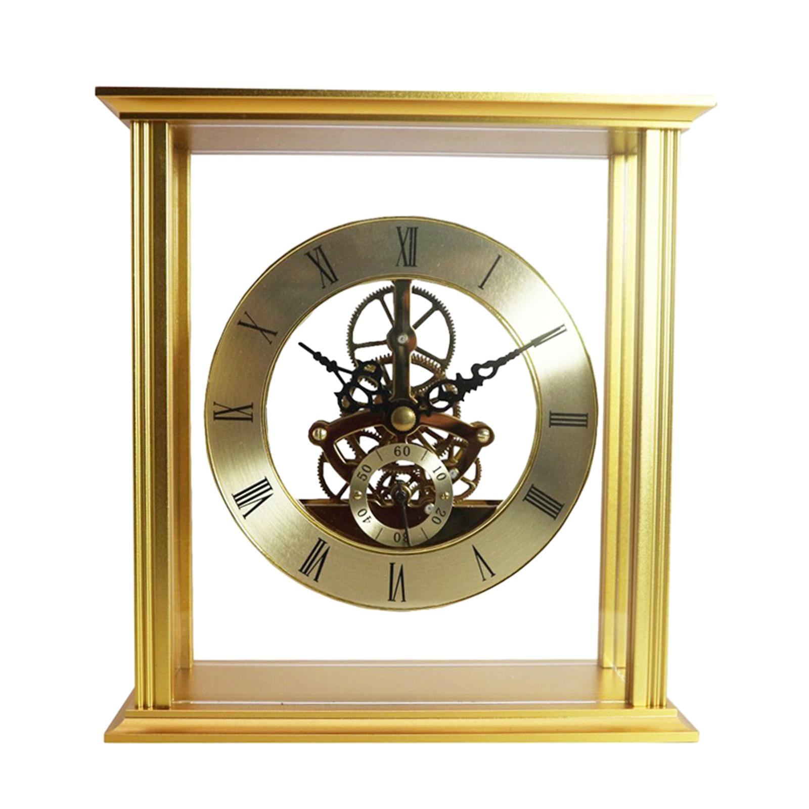 Table Clock Modern Collectible Metal Clock for Living Room Desk Shelf Office