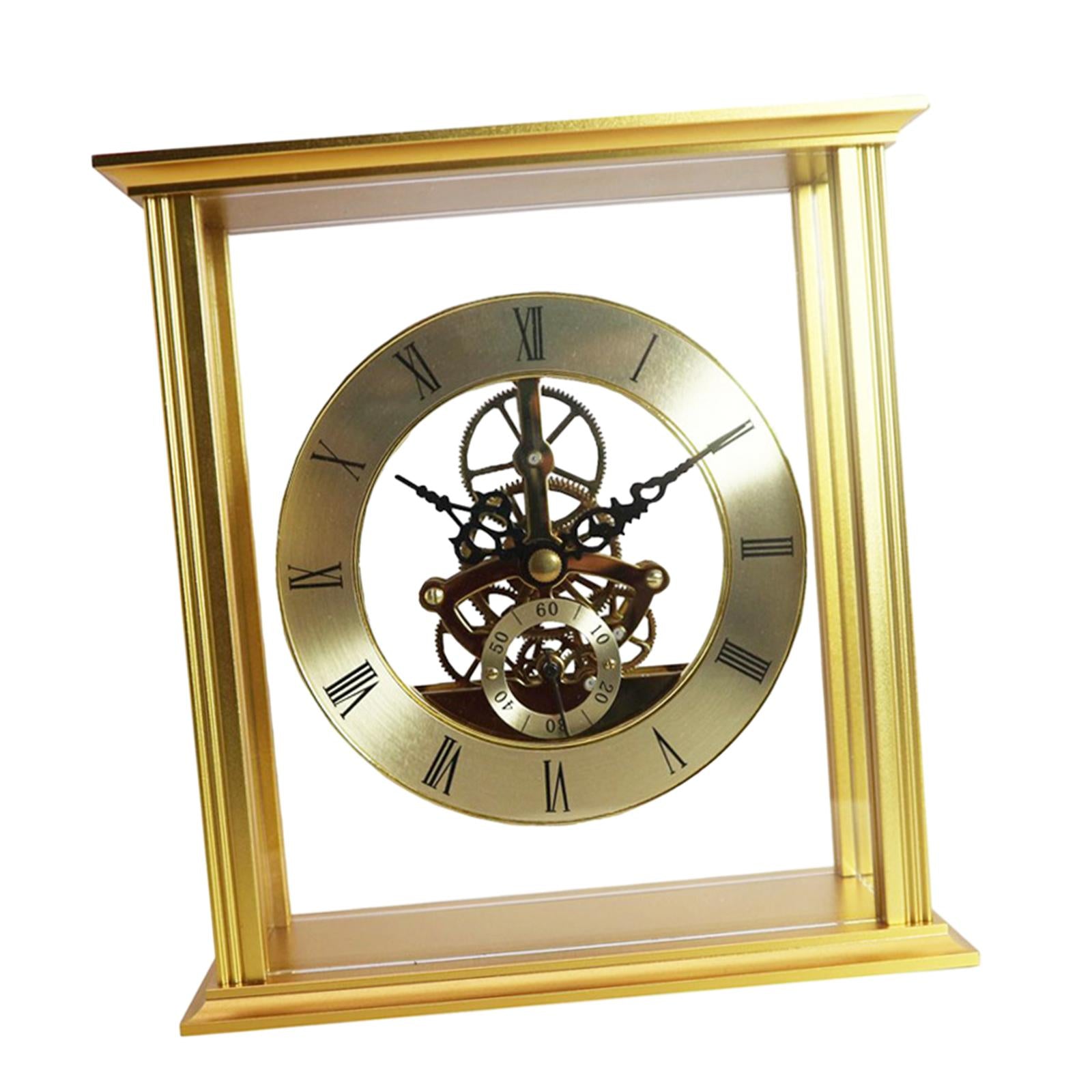 Table Clock Modern Collectible Metal Clock for Living Room Desk Shelf Office