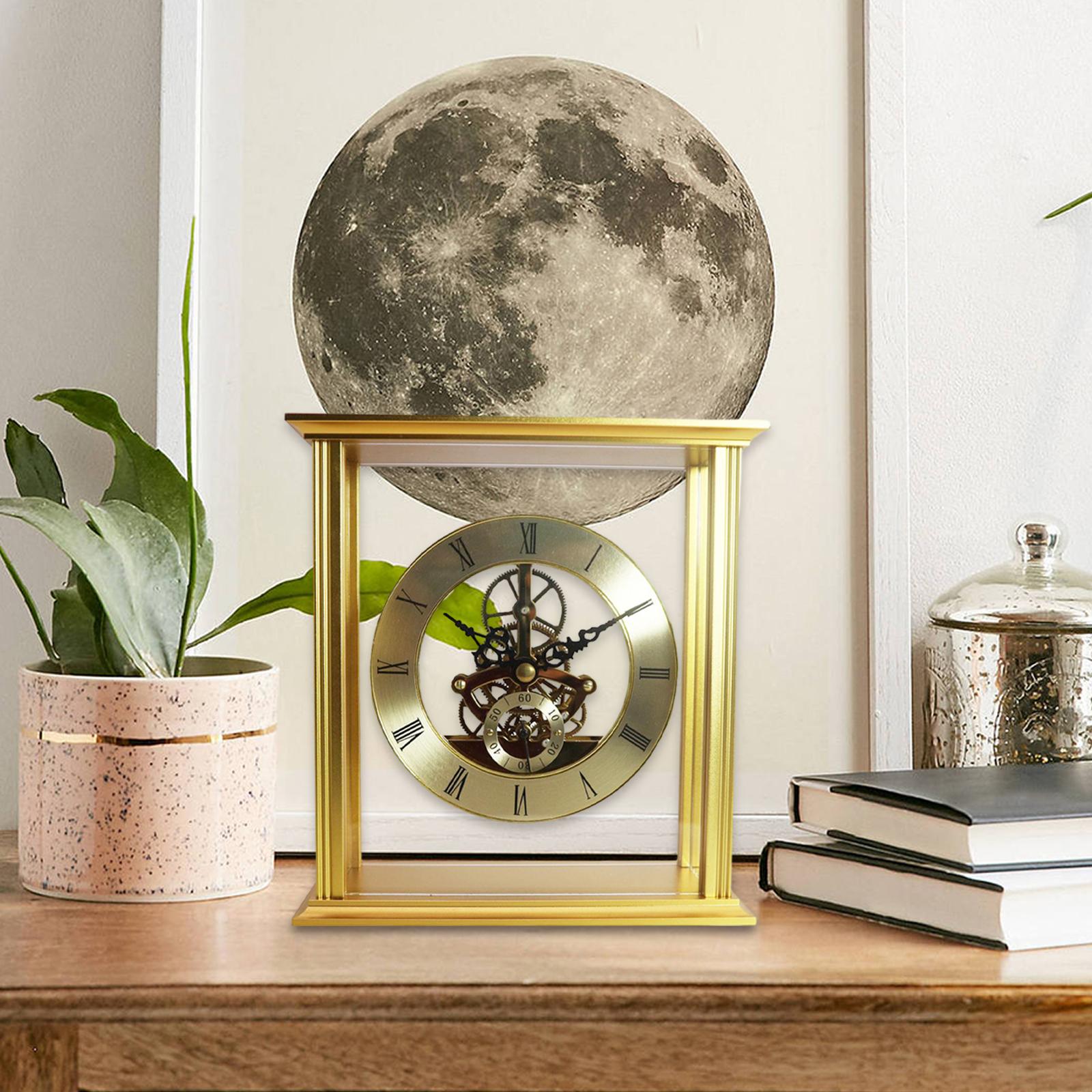 Table Clock Modern Collectible Metal Clock for Living Room Desk Shelf Office