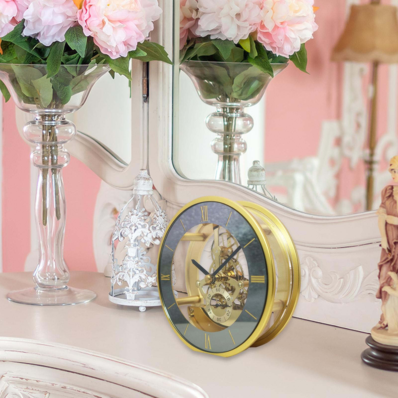 Tabletop Clock Round Classic Timepiece for Living Room Home Decor Desk Shelf