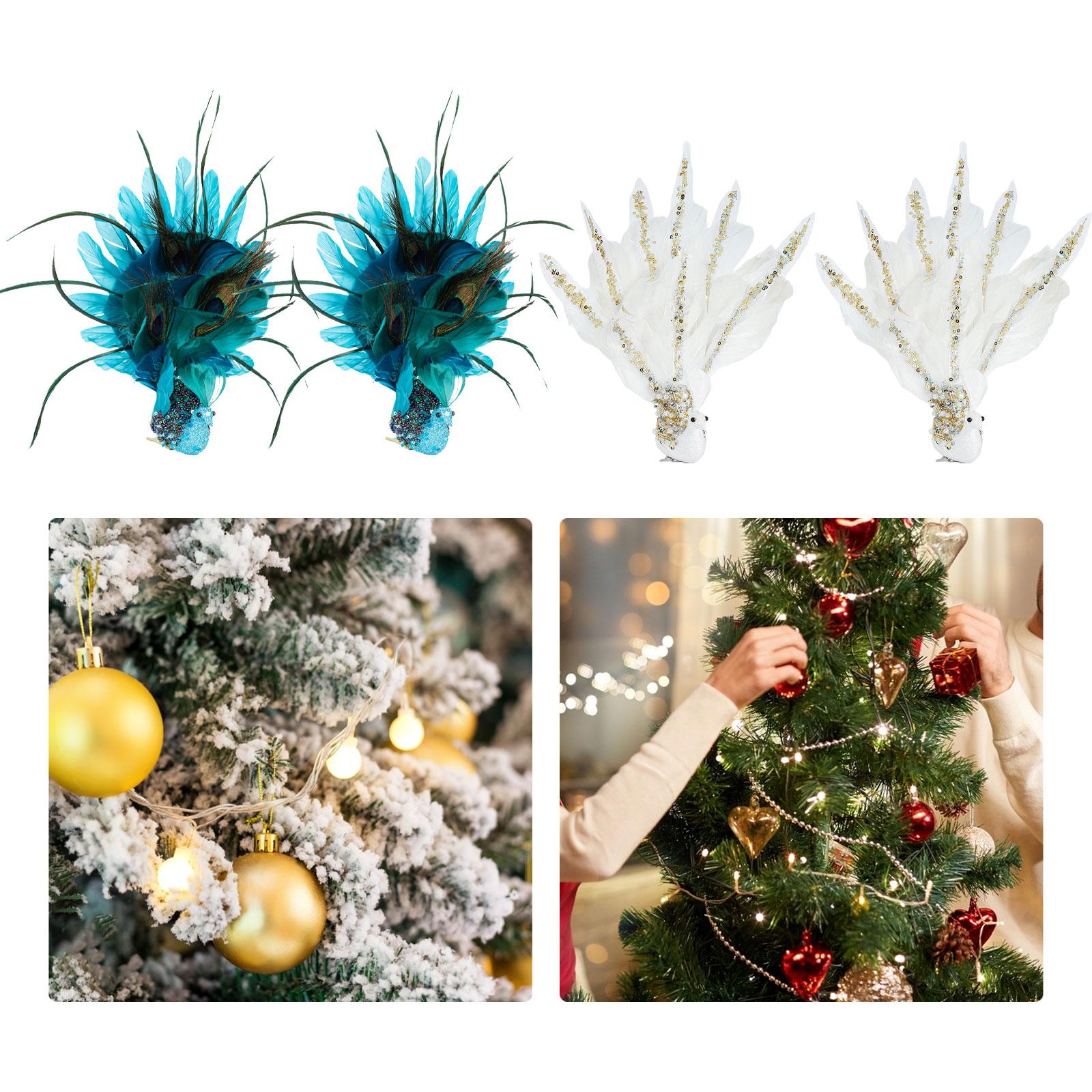 Peacock Clip with Large Feather Tail Pendant for Party Masquerade Mardi Gras Blue 31cmx28cm