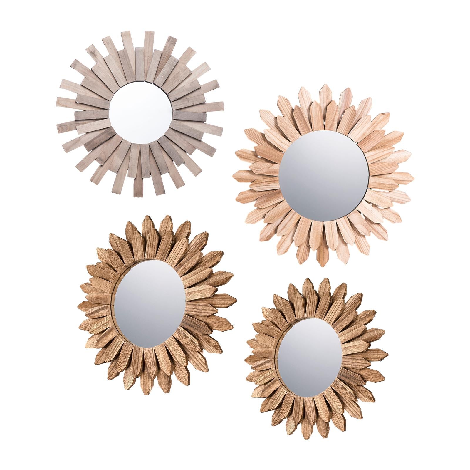 Wall Mounted Mirror Wooden Round Makeup Mirror for Office Hallway Home Decor 50cm A
