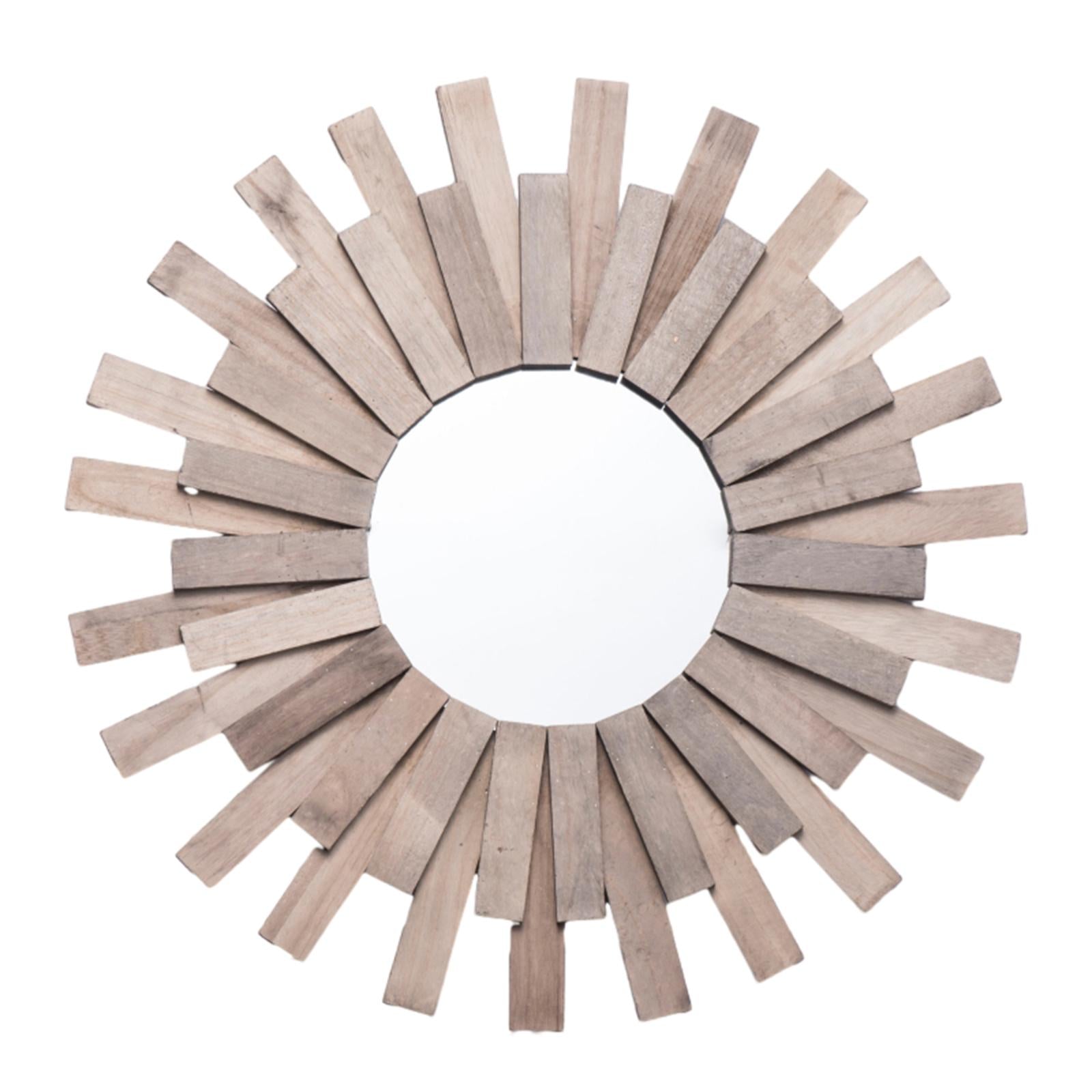 Wall Mounted Mirror Wooden Round Makeup Mirror for Office Hallway Home Decor 50cm A